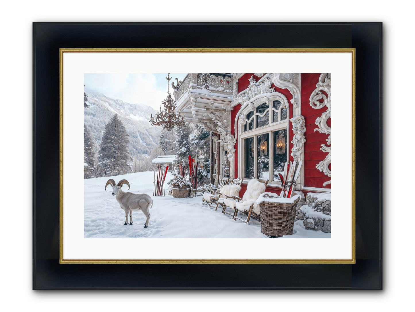 Schnitzel & Sherry Chalet No.2 Framed Print - Wide Black w/Gold 24x16