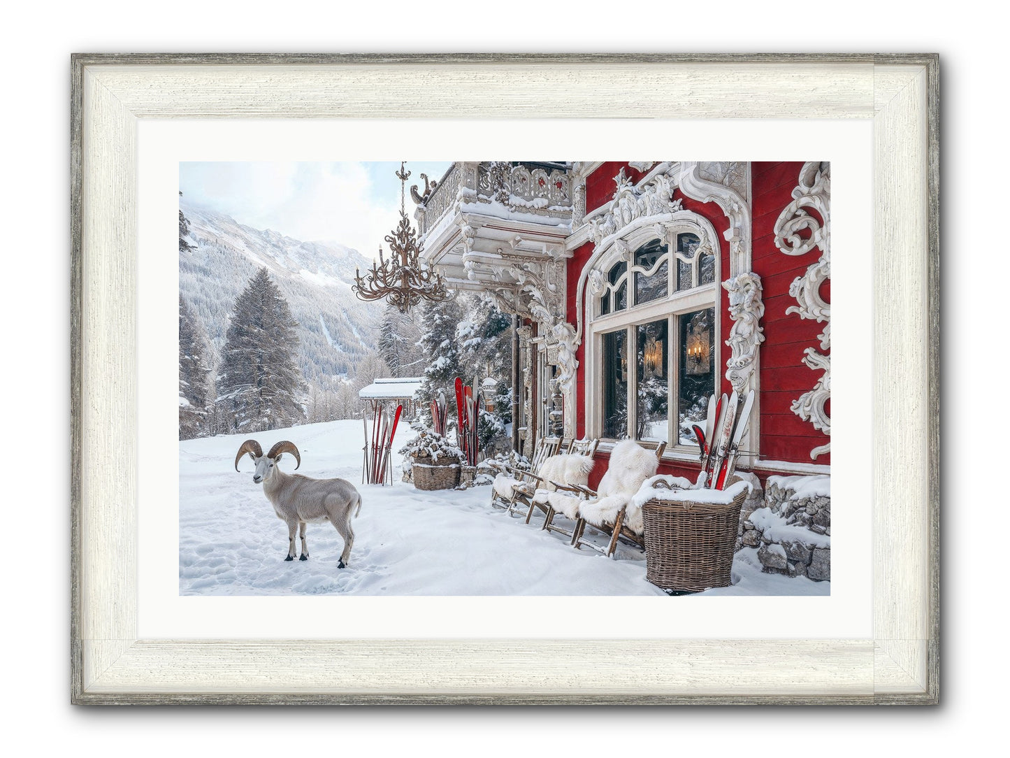 Schnitzel & Sherry Chalet No.2 Framed Print - Driftwood White 30x20