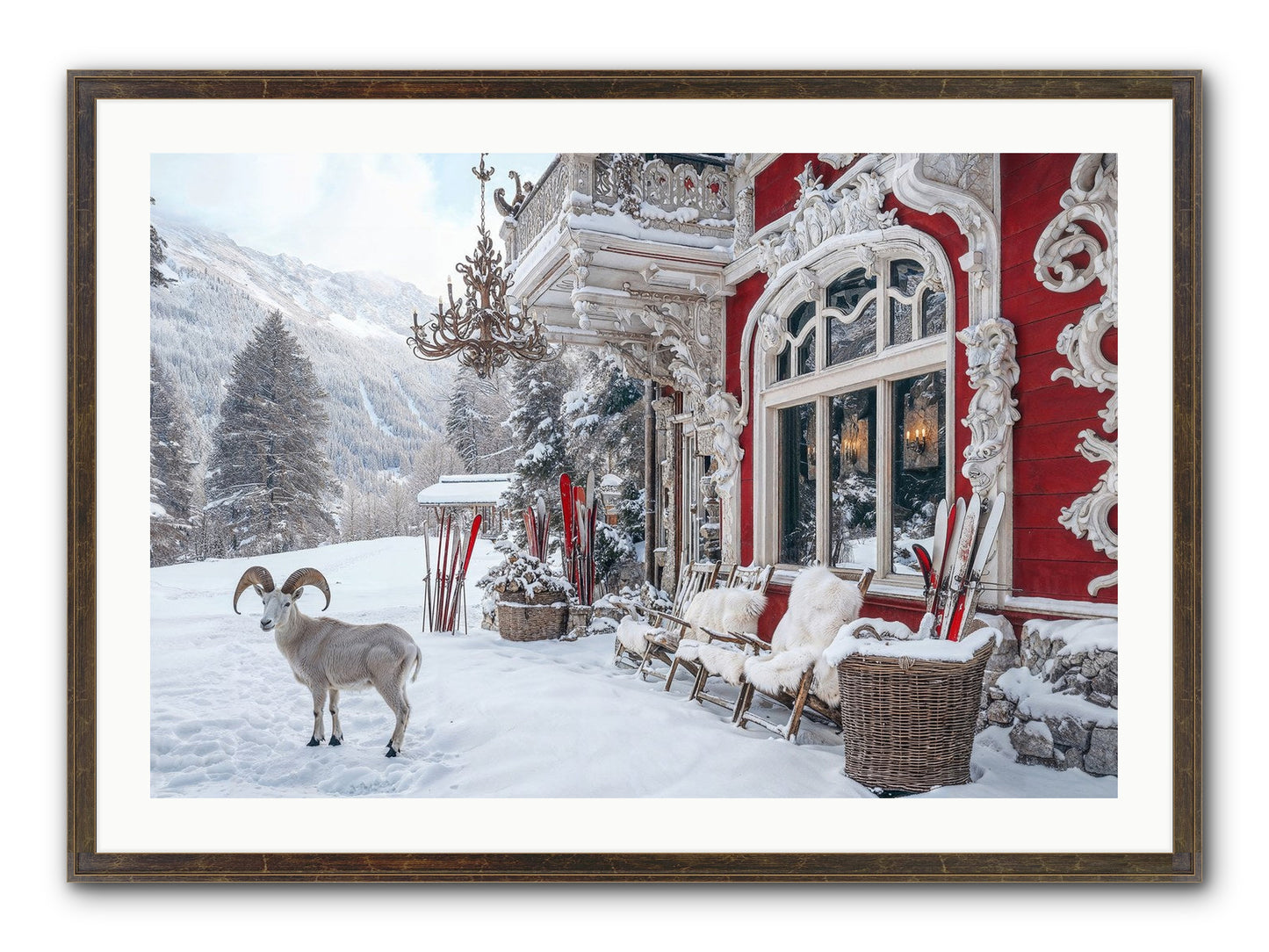 Schnitzel & Sherry Chalet No.2 Framed Print - Slimwoods Black/Gold 36x24