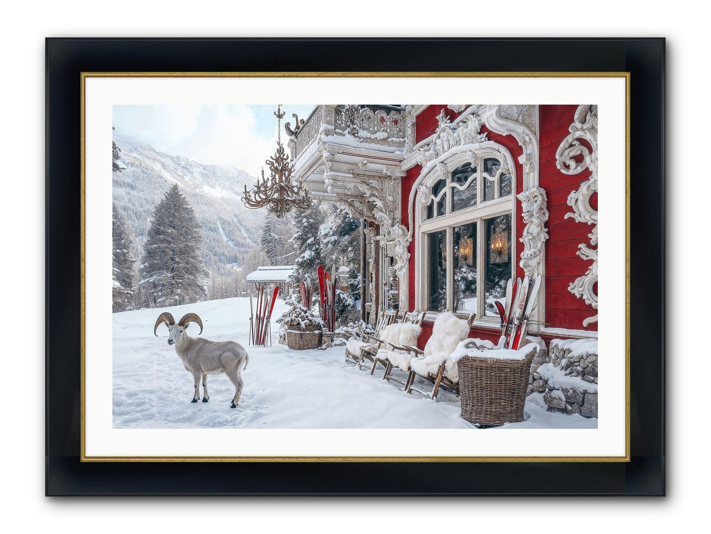 Schnitzel & Sherry Chalet No.2 Framed Print - Wide Black w/Gold 36x24