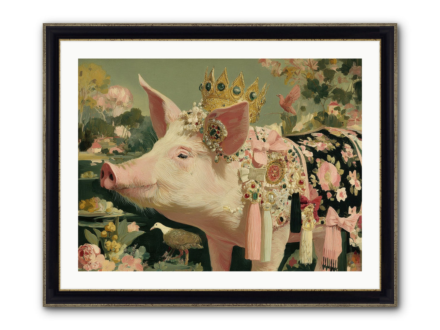 Scintillating Fancy Framed Print - Black & Gold 32x24