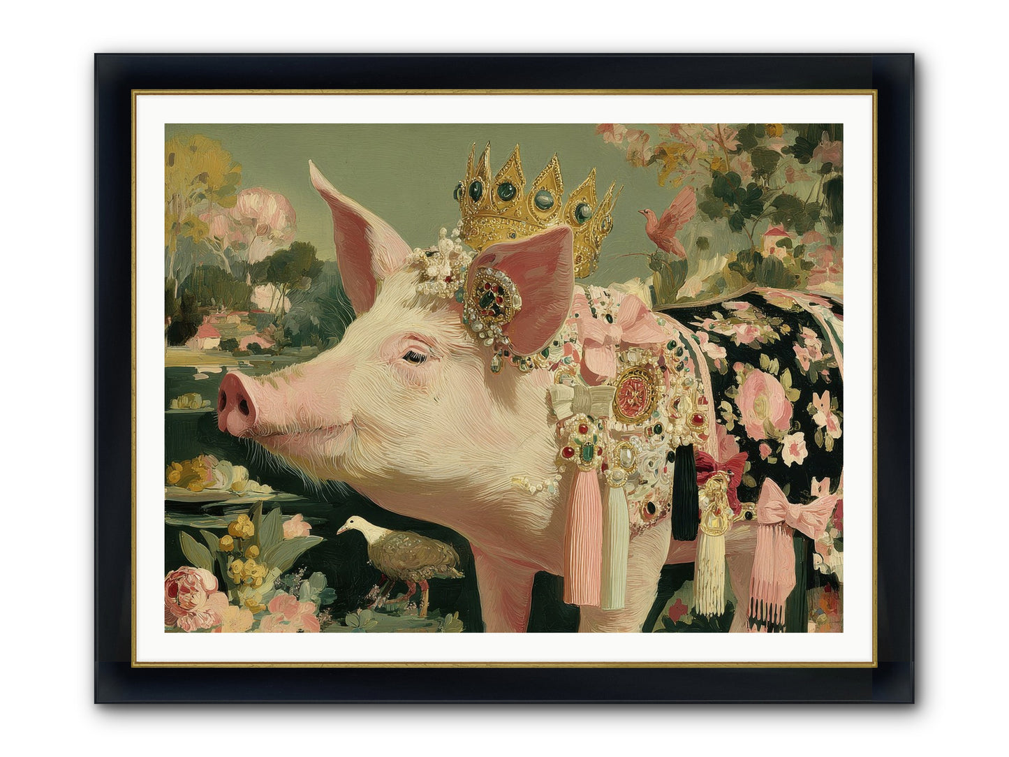 Scintillating Fancy Framed Print - Wide Black w/Gold 48x36