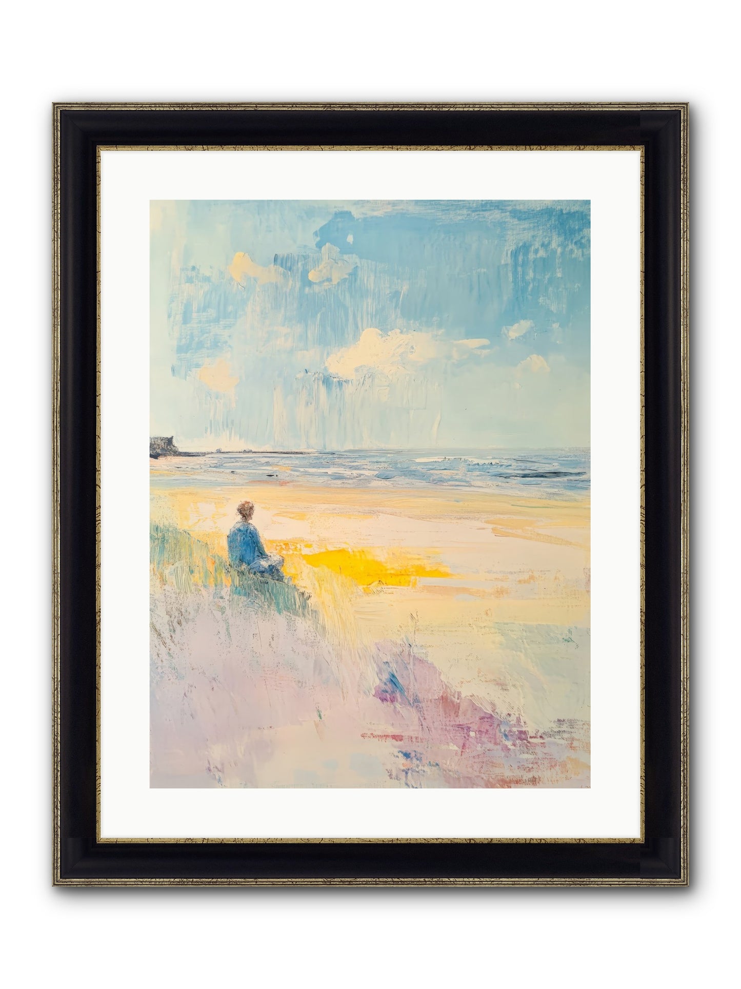 Sea And Soul Framed Print - Black & Gold 18x24