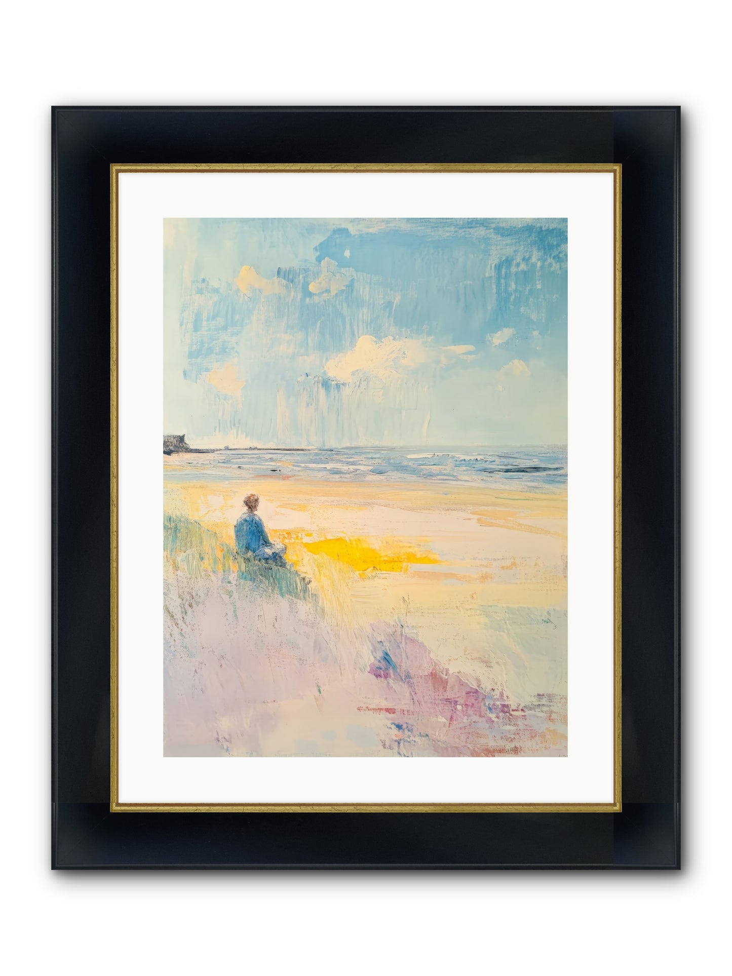 Sea And Soul Framed Print - Wide Black w/Gold 18x24