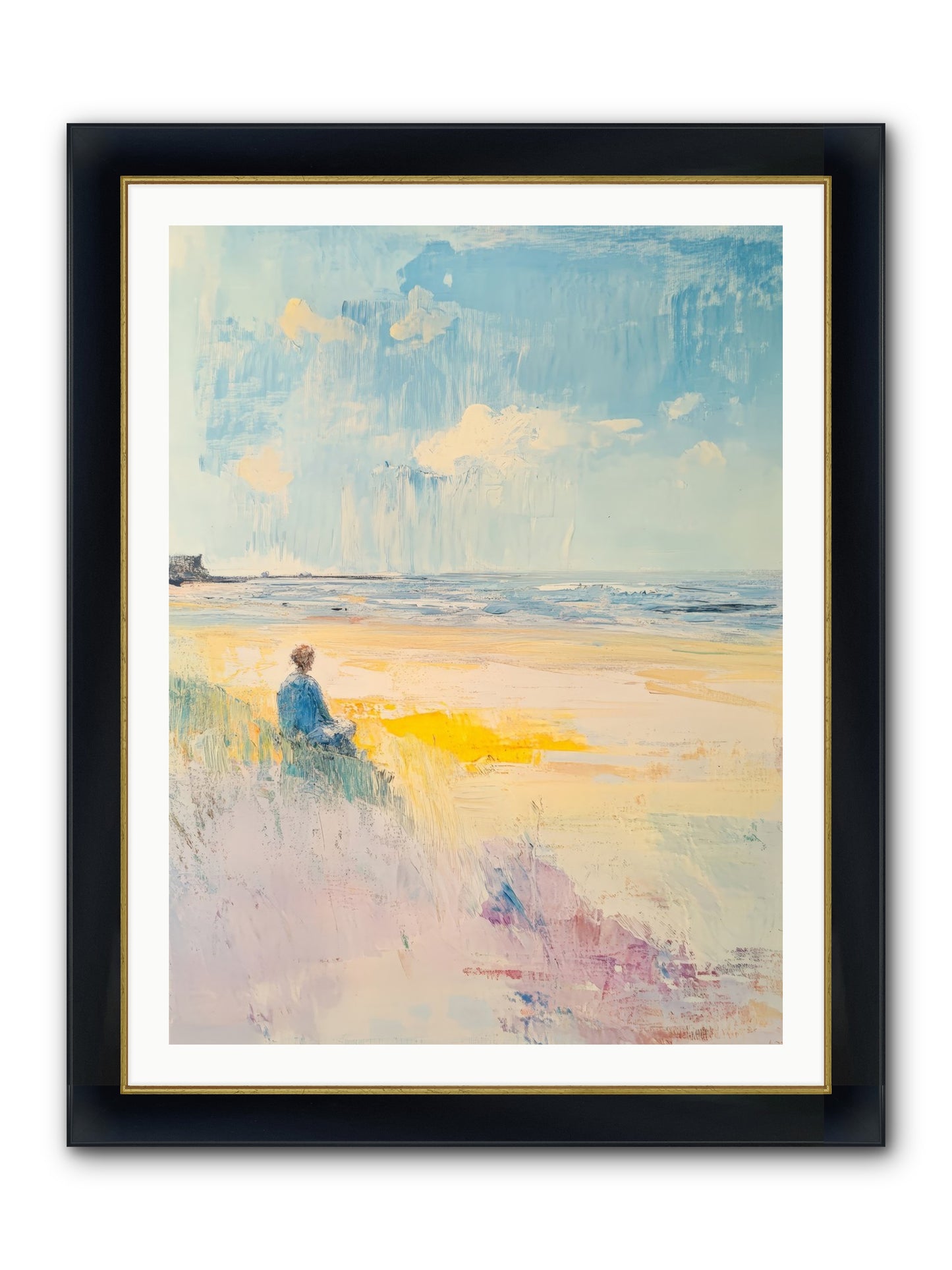 Sea And Soul Framed Print - Wide Black w/Gold 30x40