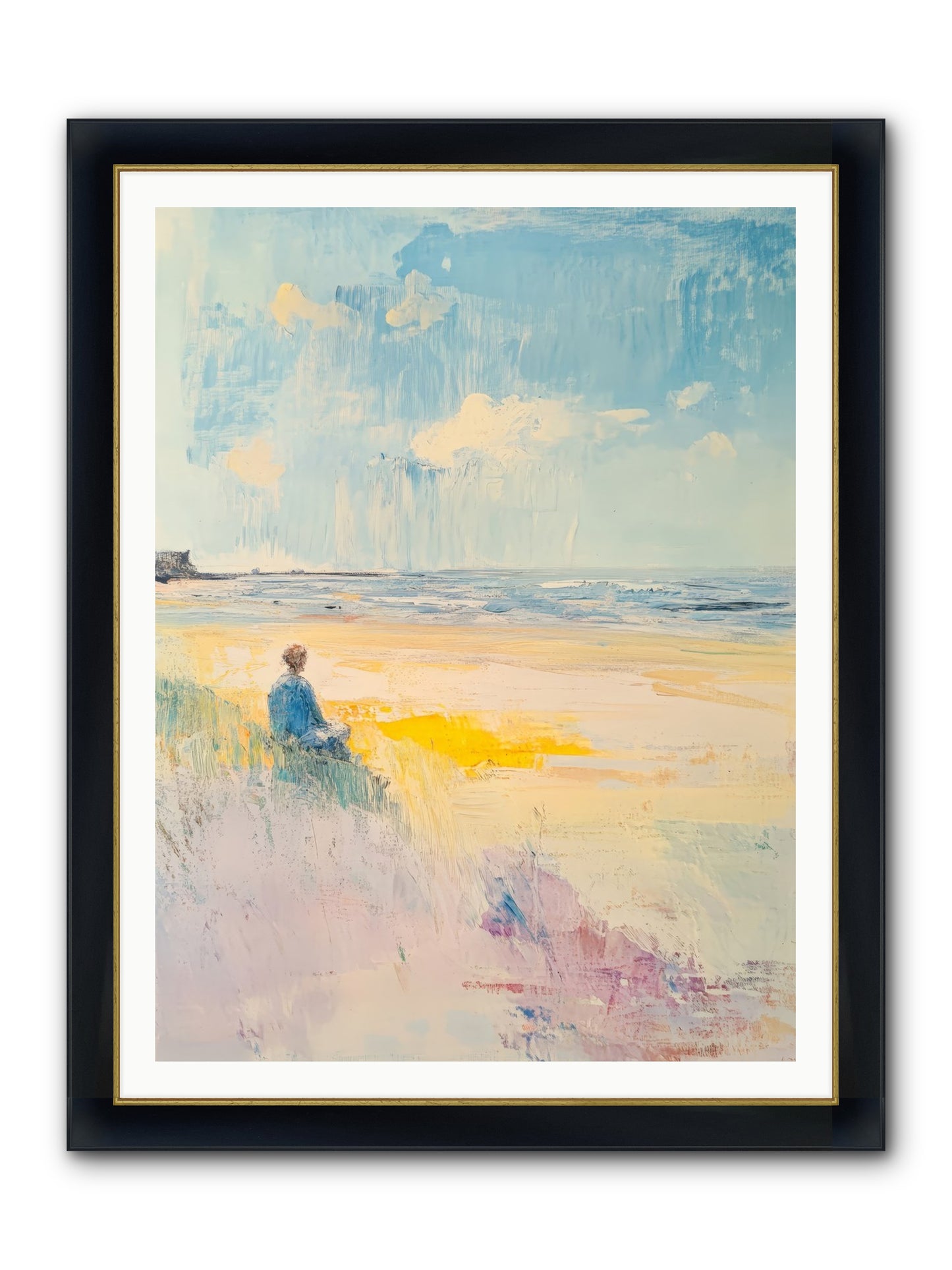 Sea And Soul Framed Print - Wide Black w/Gold 36x48