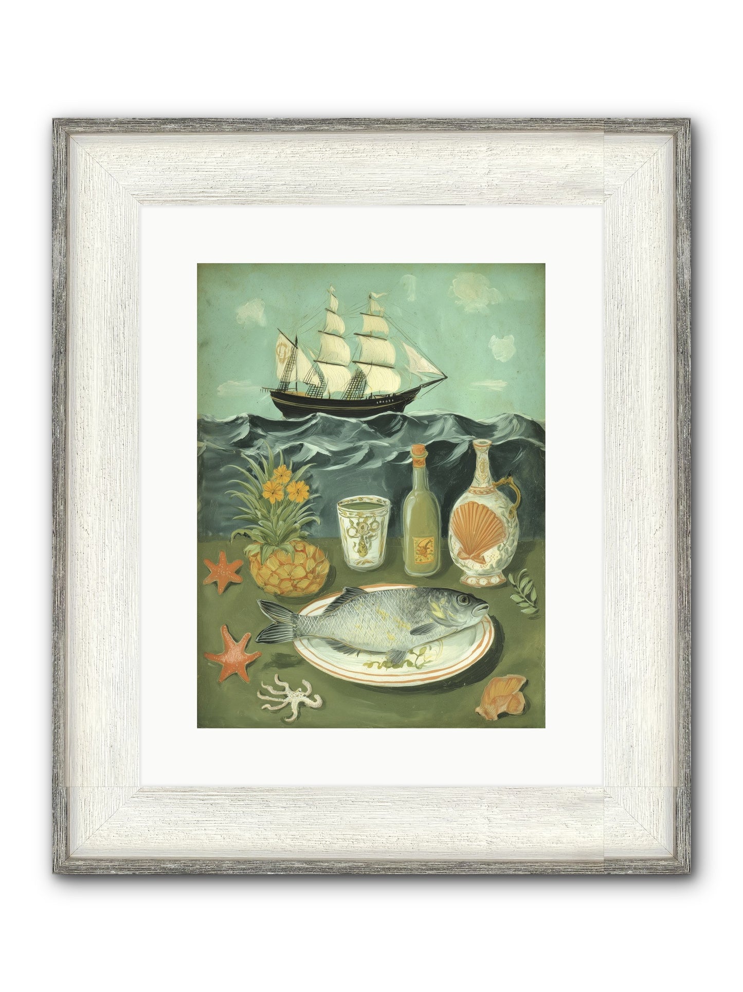 Sea Captain's Log Framed Print - Driftwood White 12x16