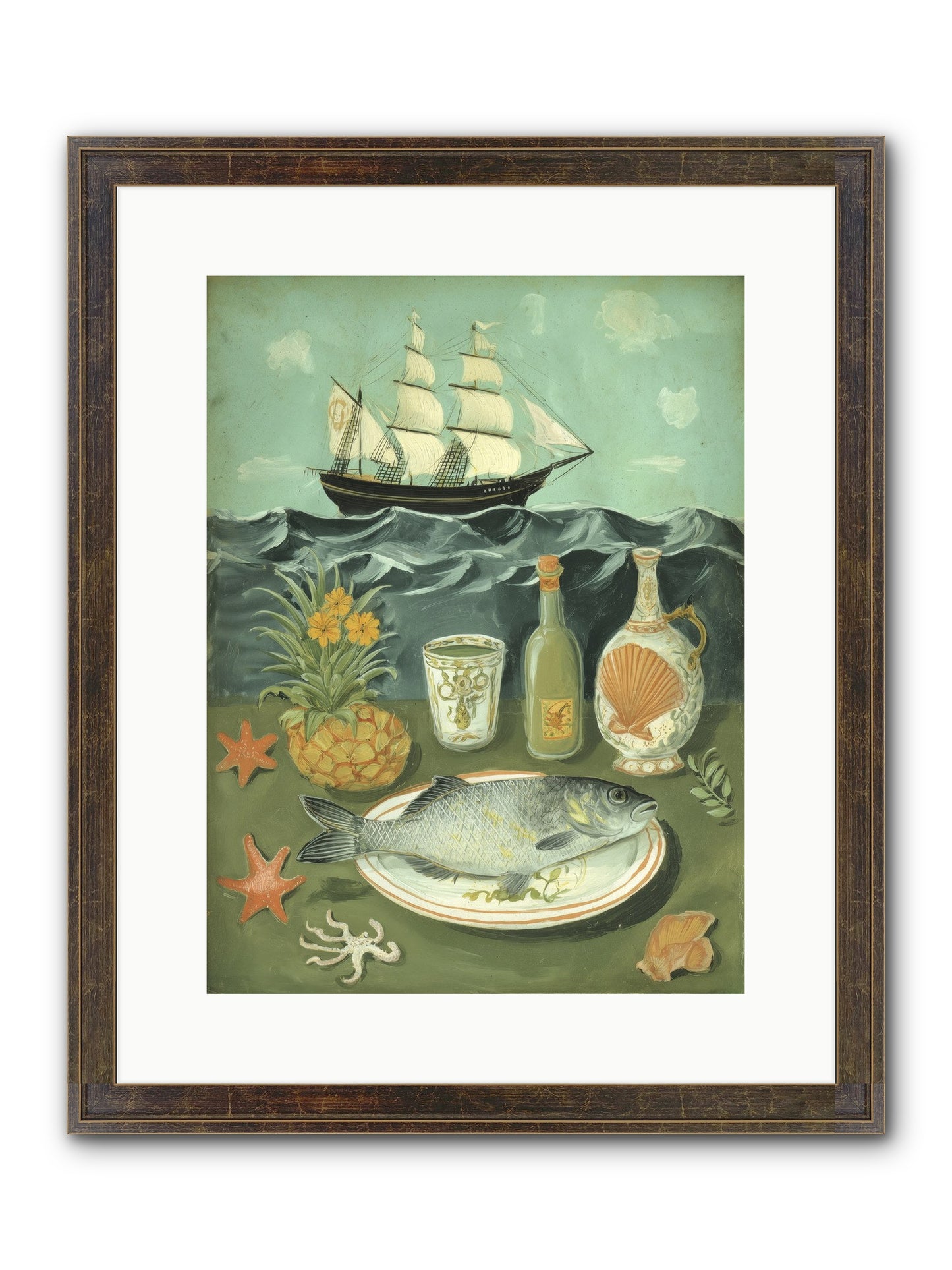 Sea Captain's Log Framed Print - Slimwoods Black/Gold 12x16