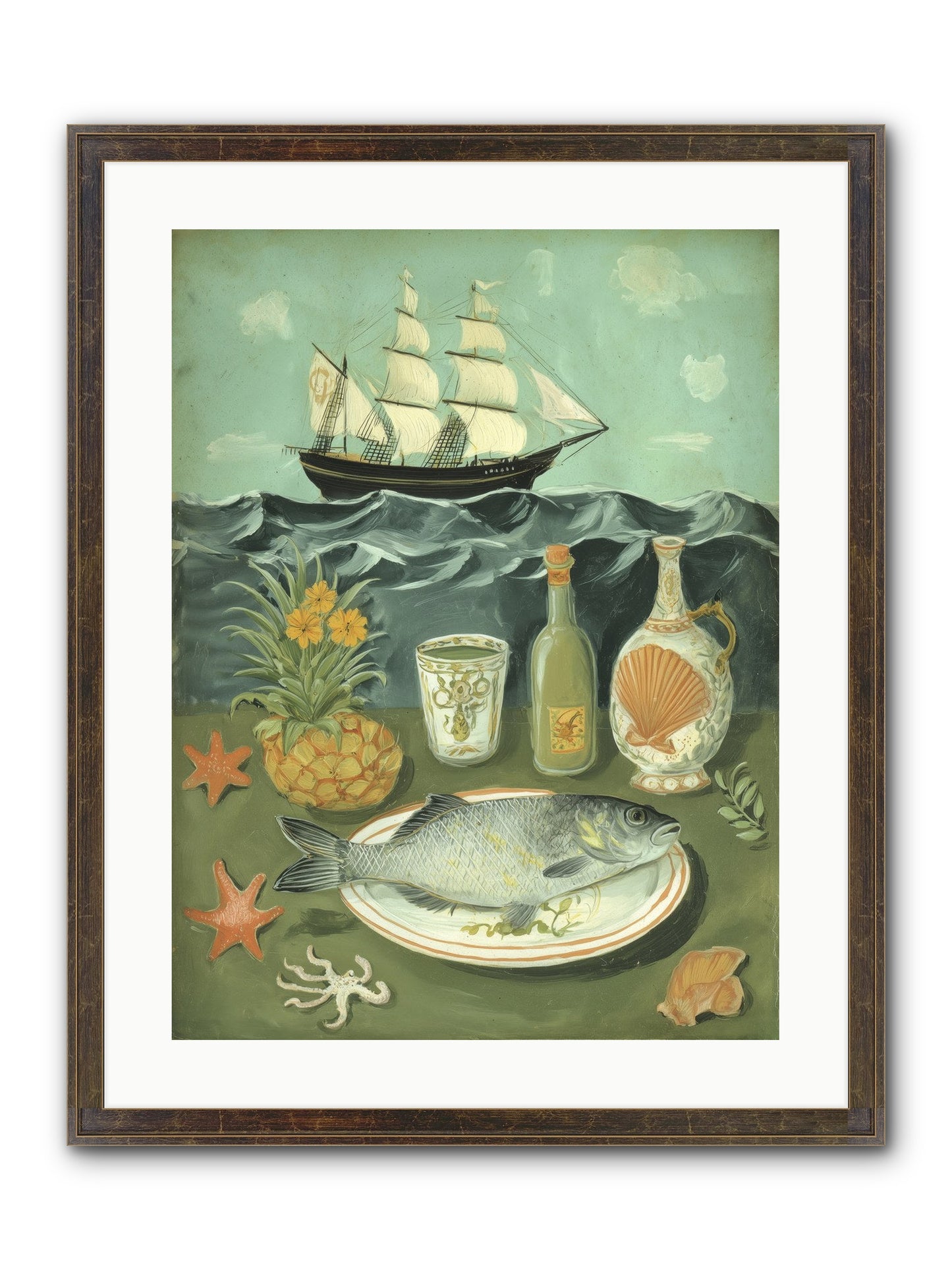 Sea Captain's Log Framed Print - Slimwoods Black/Gold 18x24