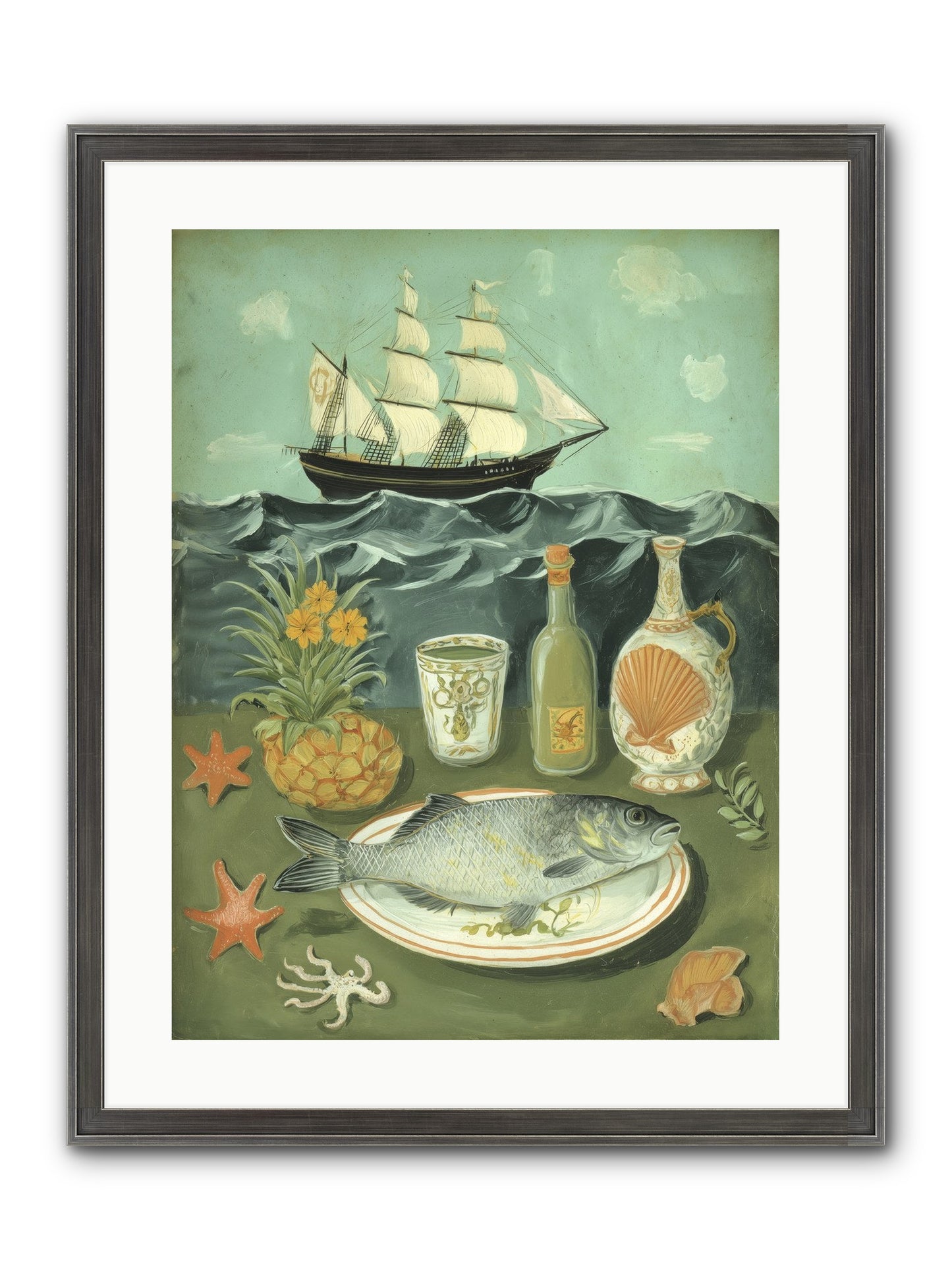 Sea Captain's Log Framed Print - Slimwoods Black/Silver 18x24