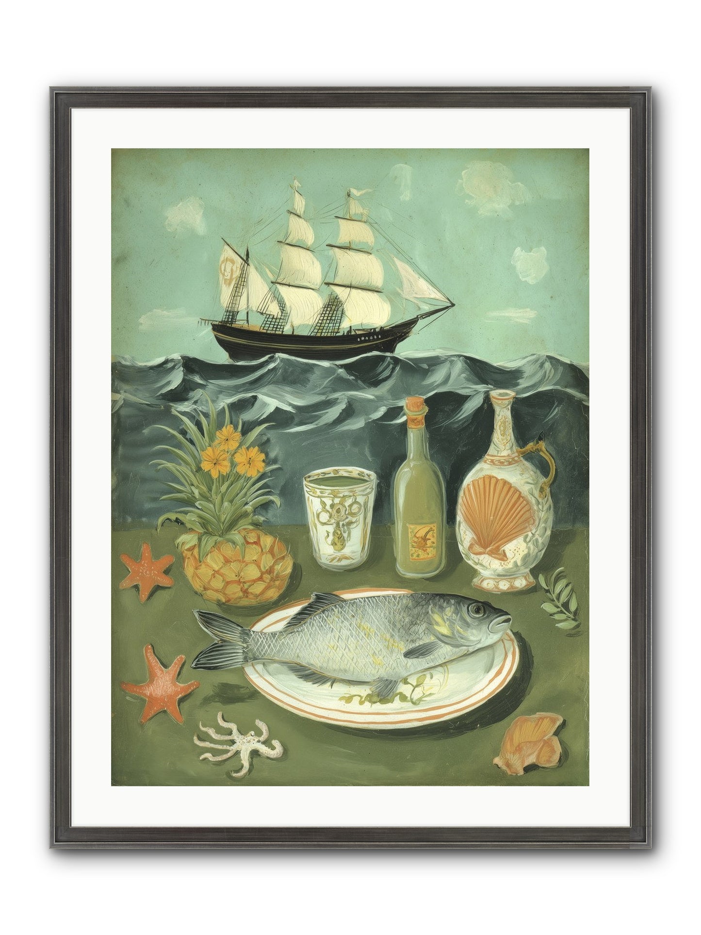 Sea Captain's Log Framed Print - Slimwoods Black/Silver 24x32