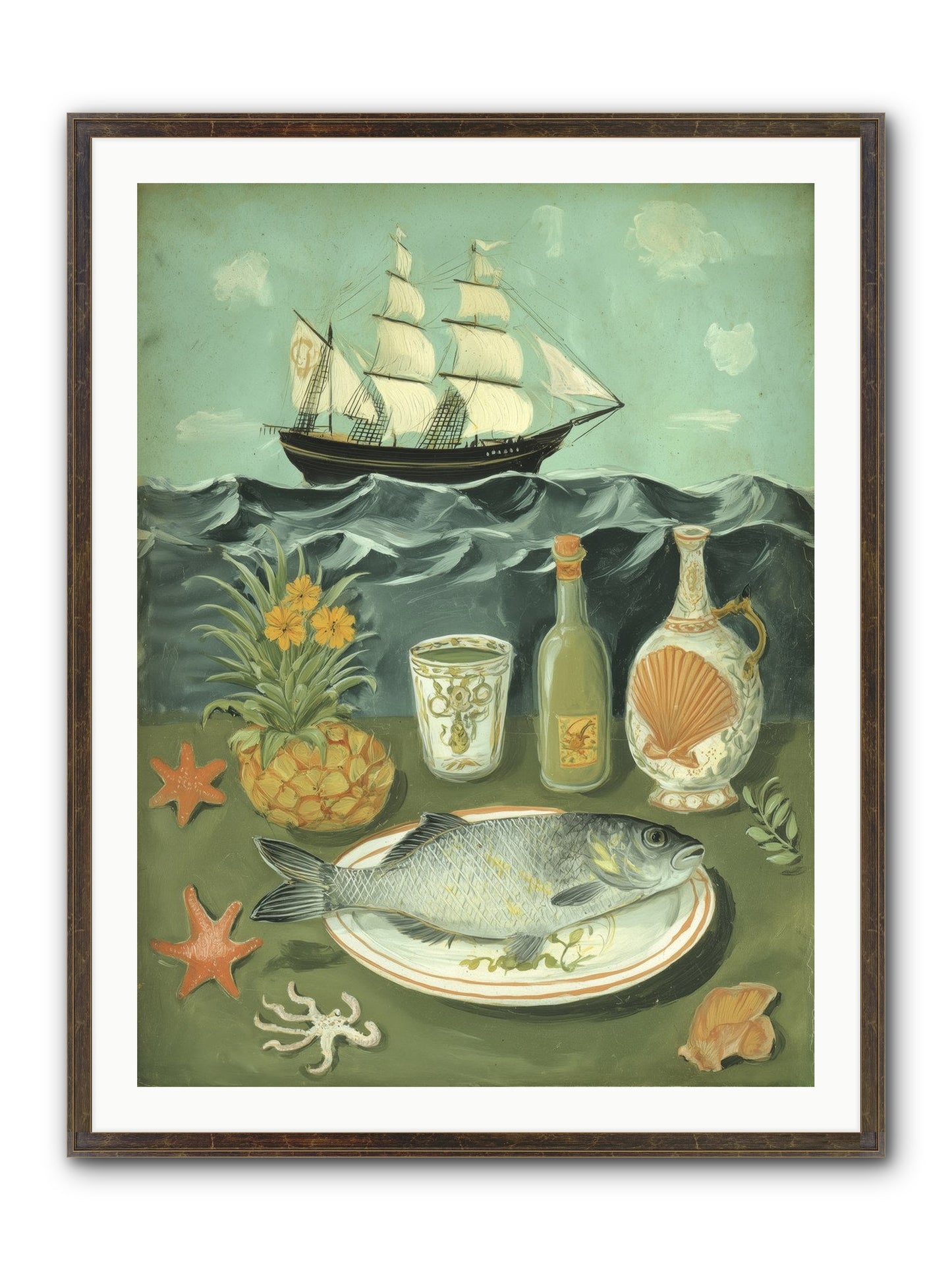 Sea Captain's Log Framed Print - Slimwoods Black/Gold 30x40