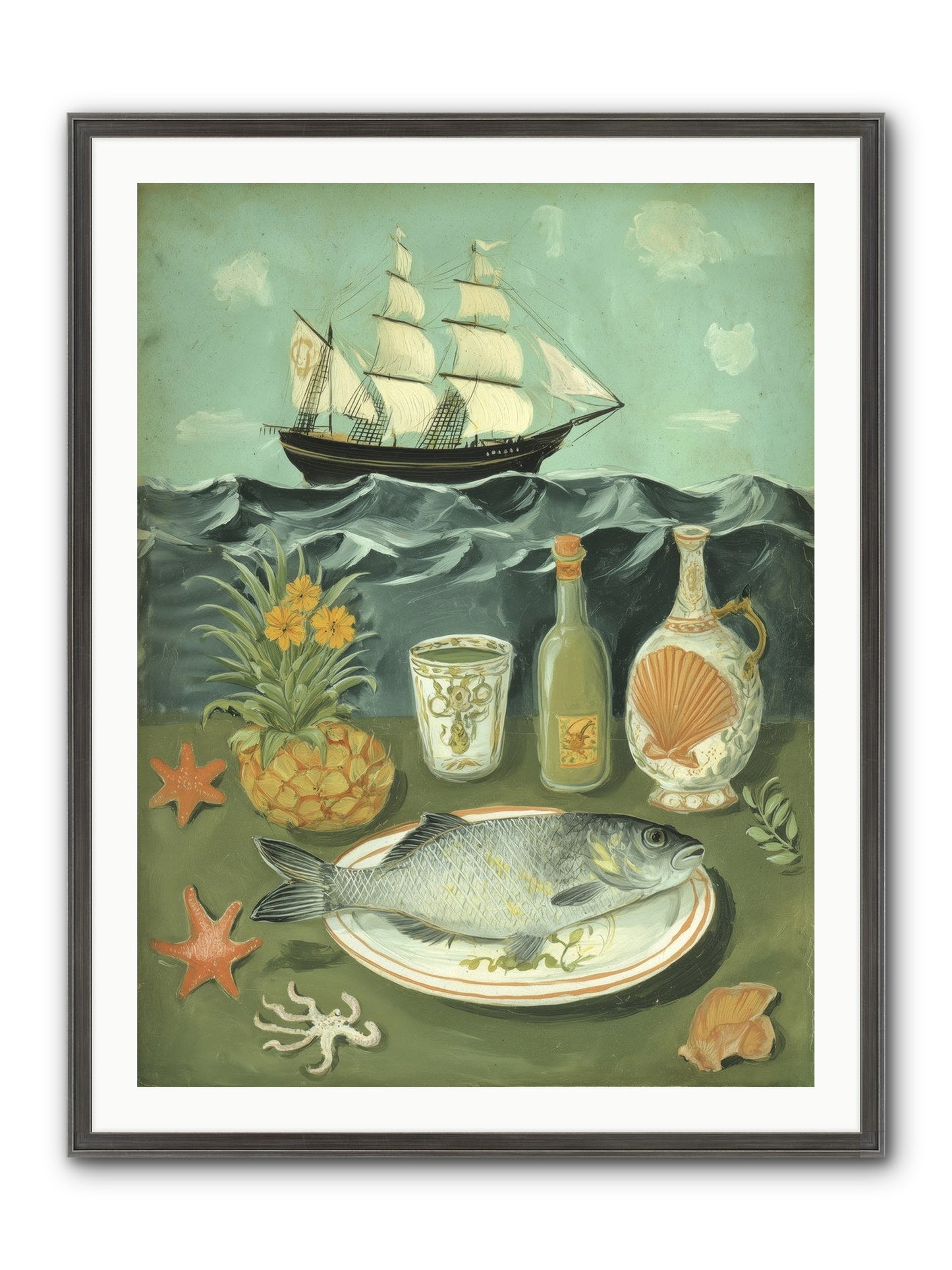 Sea Captain's Log Framed Print - Slimwoods Black/Silver 30x40