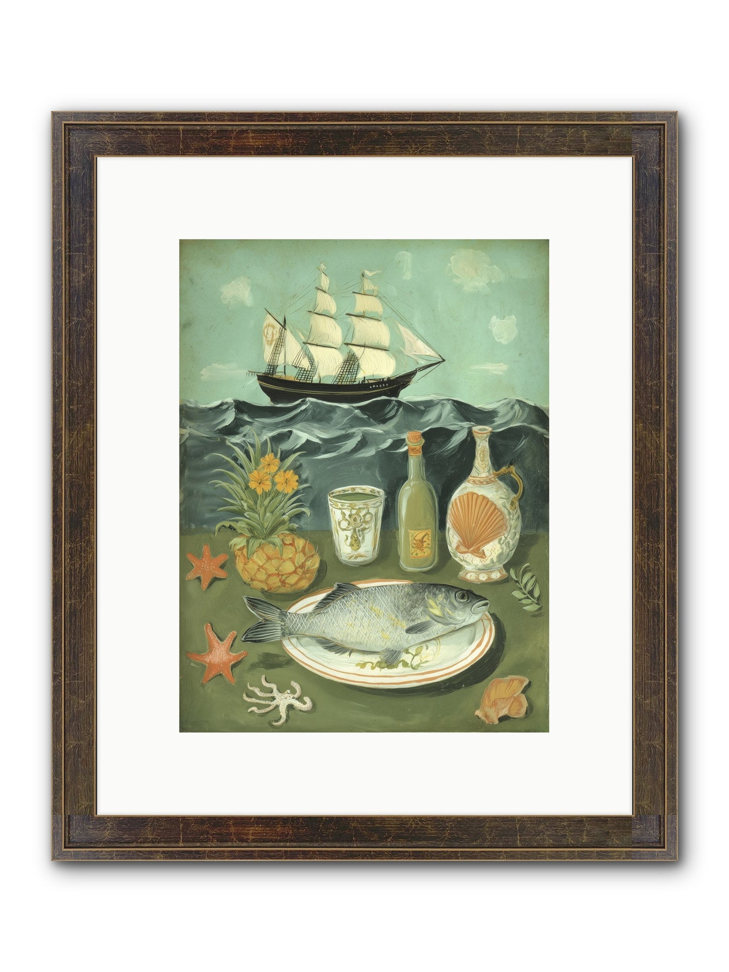 Sea Captain's Log Framed Print - Slimwoods Black/Gold 9x12