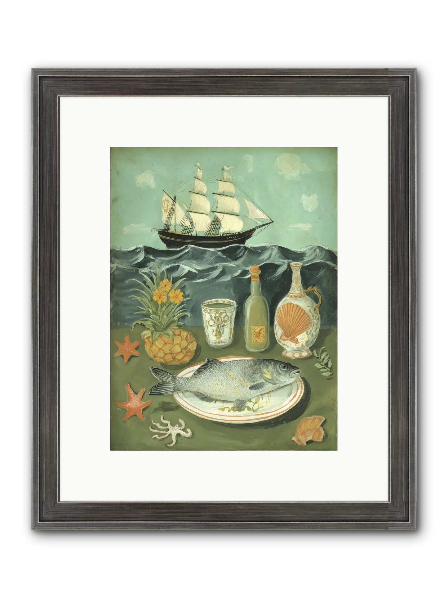 Sea Captain's Log Framed Print - Slimwoods Black/Silver 9x12