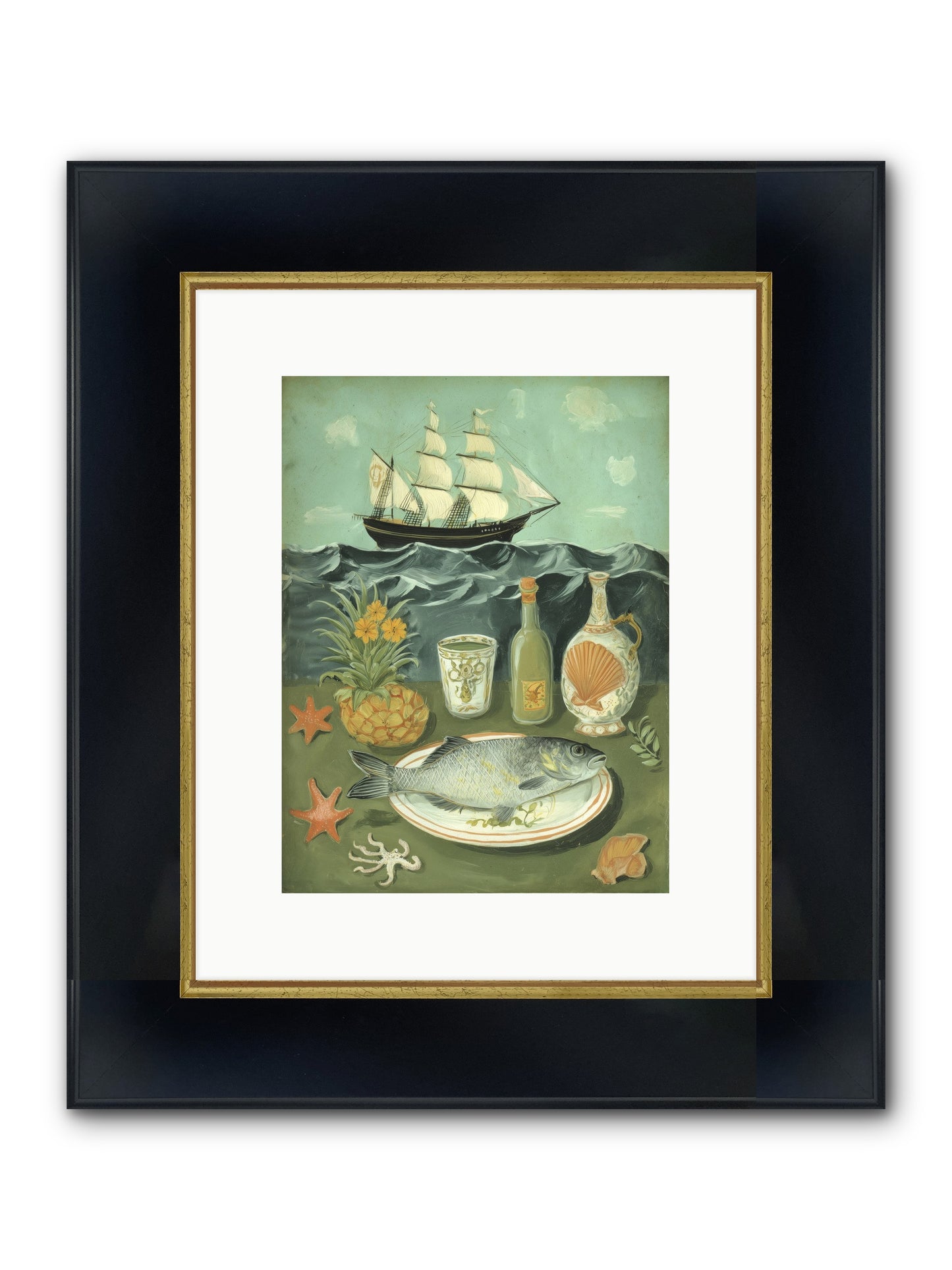 Sea Captain's Log Framed Print - Wide Black w/Gold 9x12