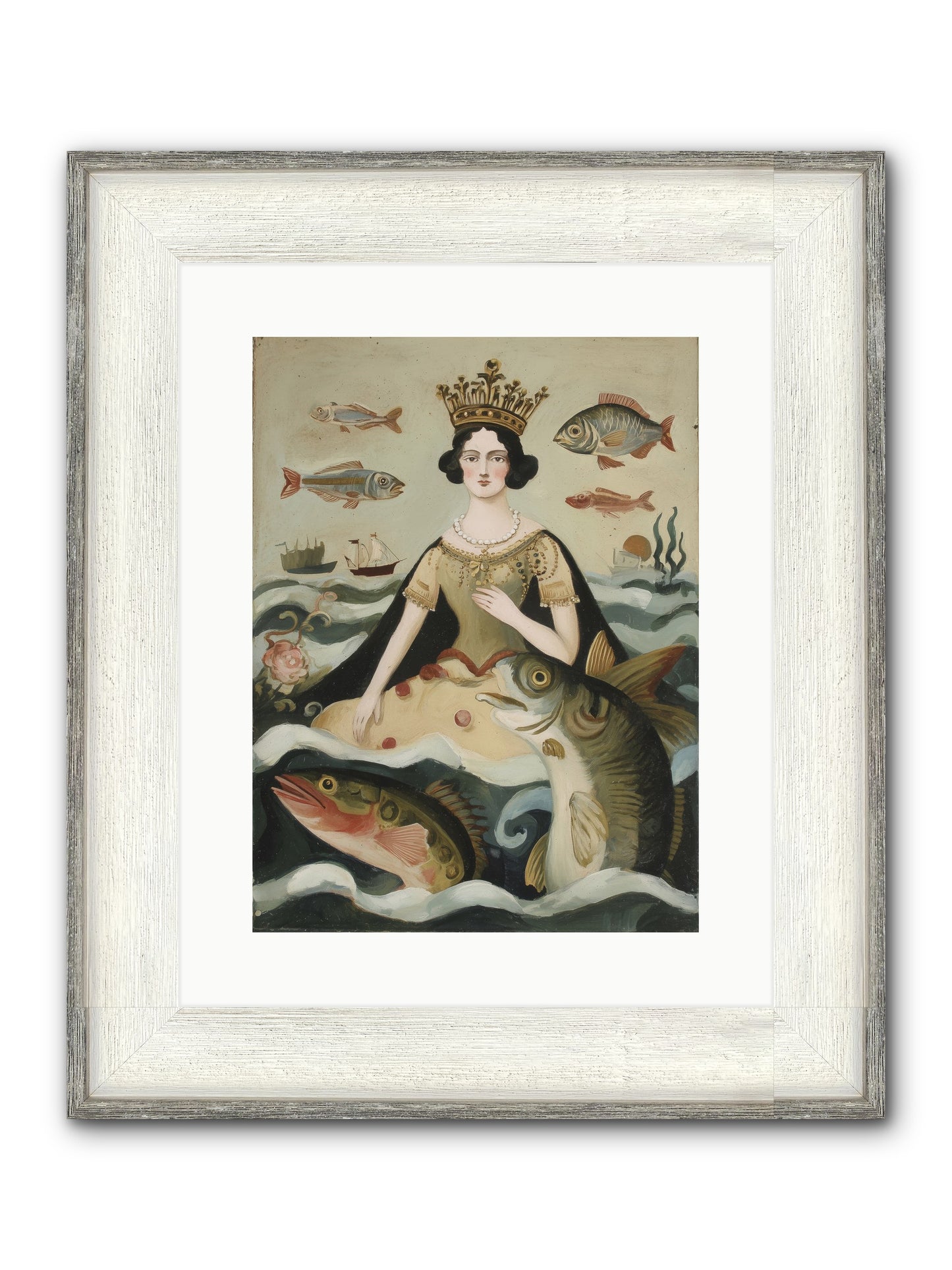 Sea Goddess Rising Framed Print - Driftwood White 12x16
