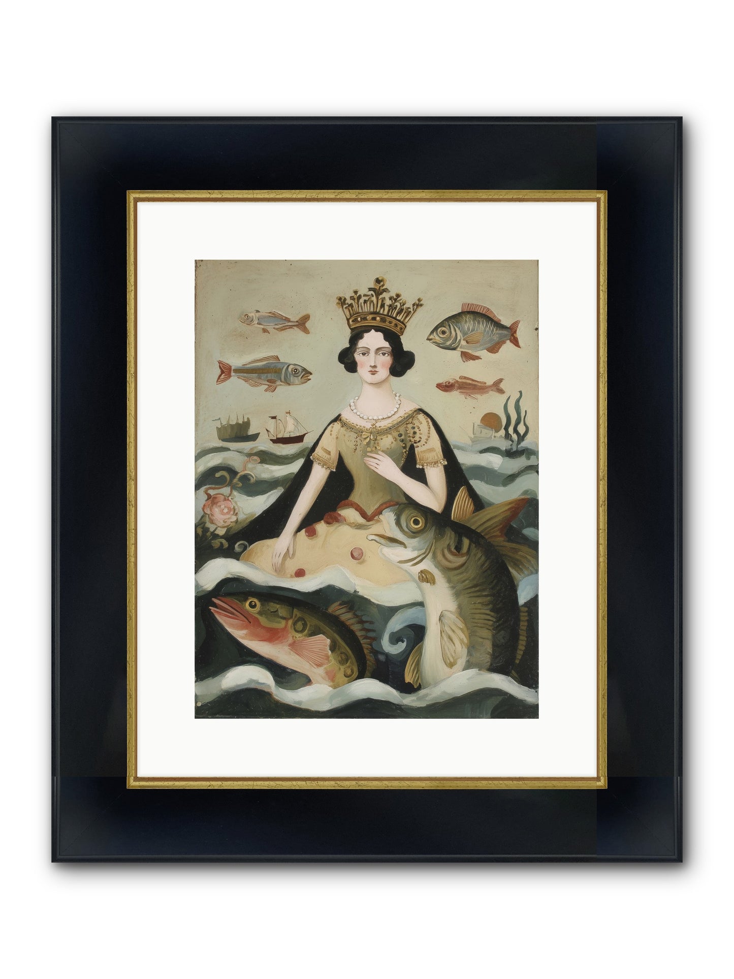 Sea Goddess Rising Framed Print - Wide Black w/Gold 12x16