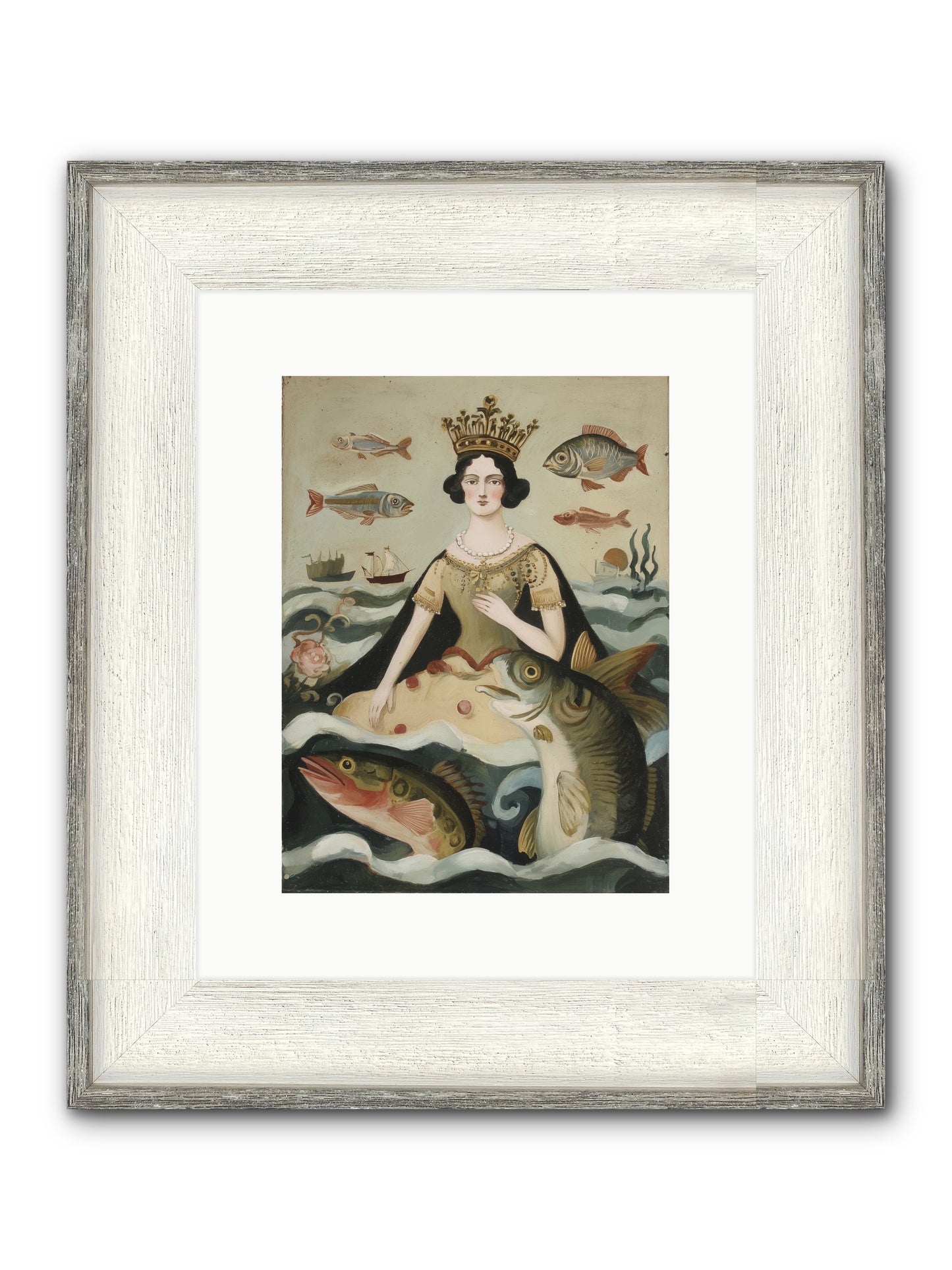 Sea Goddess Rising Framed Print - Driftwood White 9x12