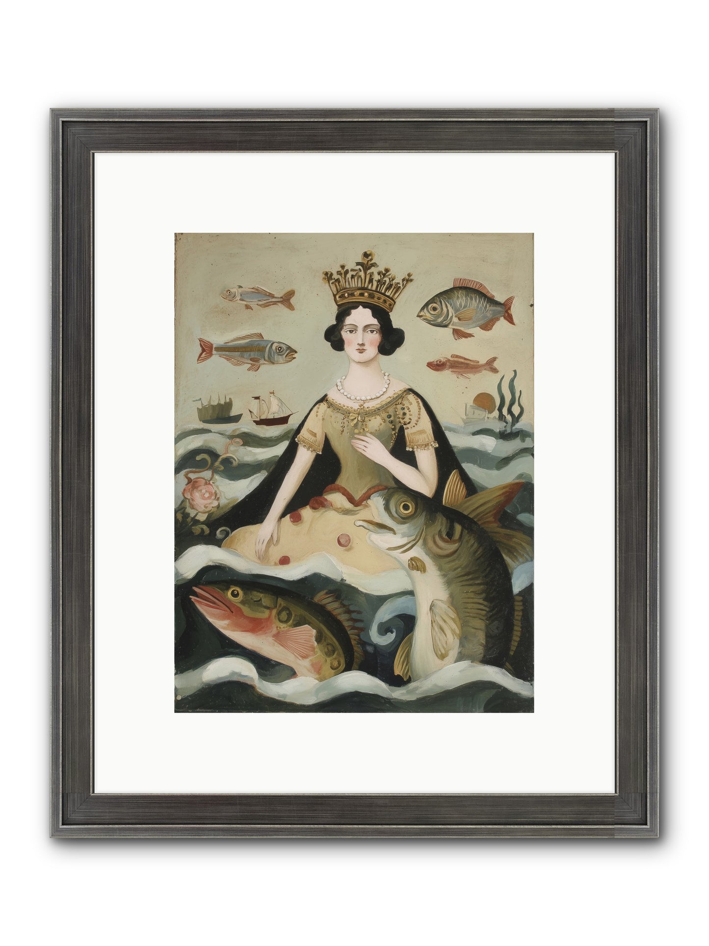 Sea Goddess Rising Framed Print - Slimwoods Black/Silver 9x12
