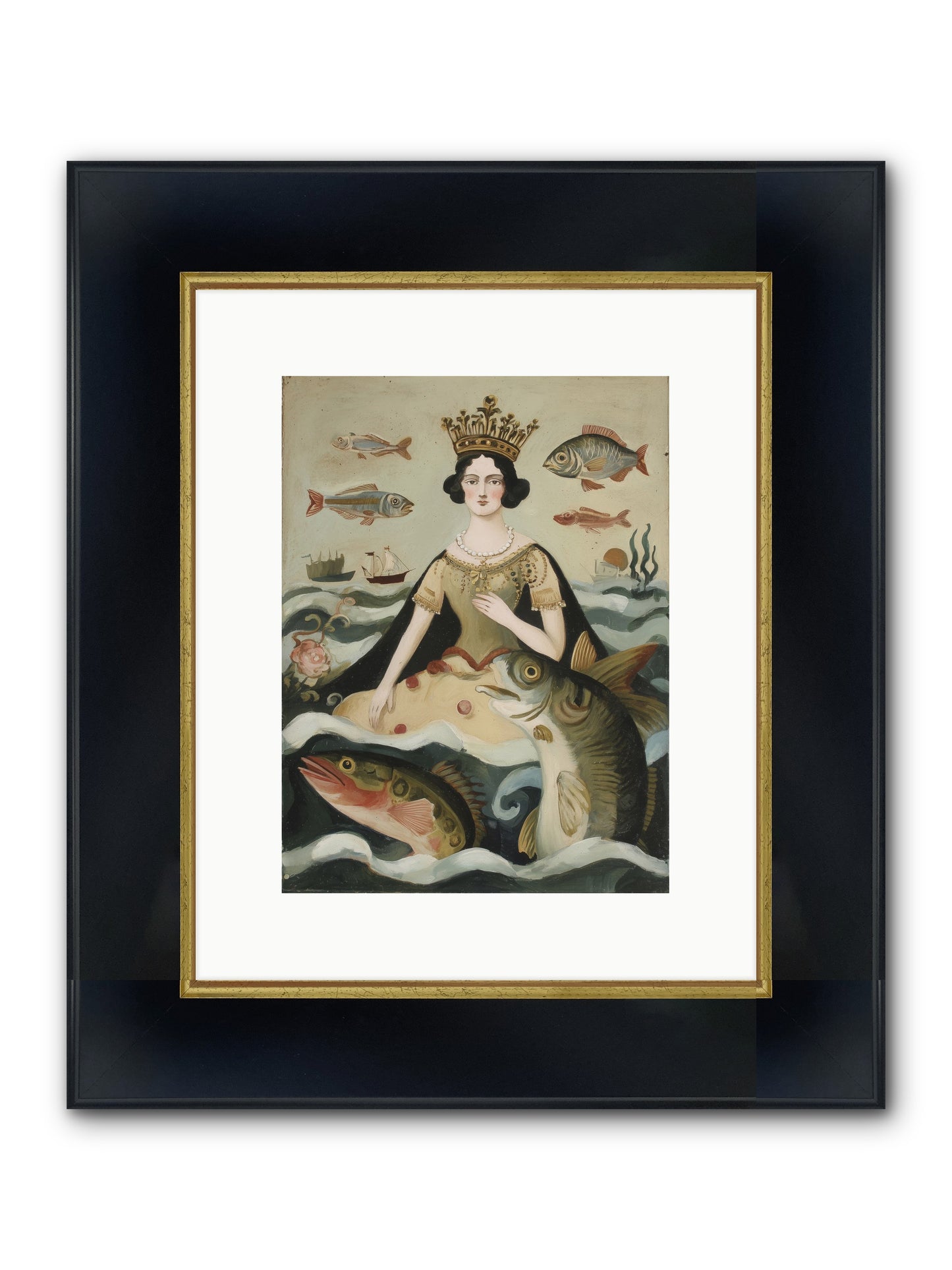 Sea Goddess Rising Framed Print - Wide Black w/Gold 9x12