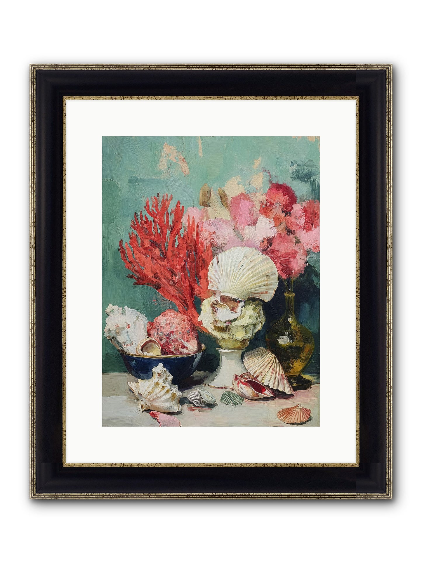 Sea's Artistry Framed Print - Black & Gold 12x16