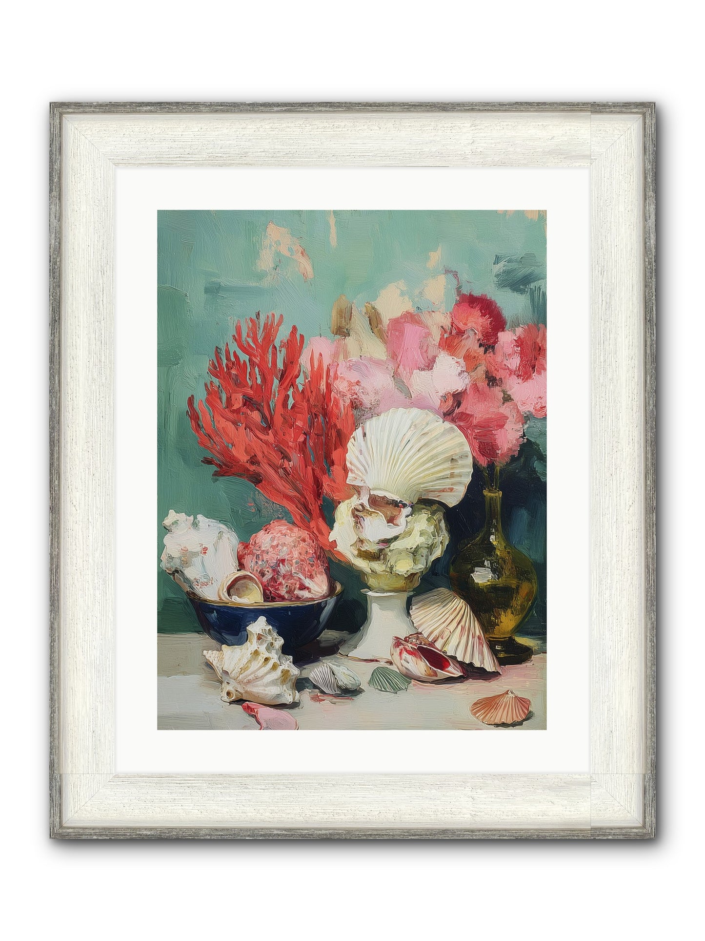 Sea's Artistry Framed Print - Driftwood White 18x24