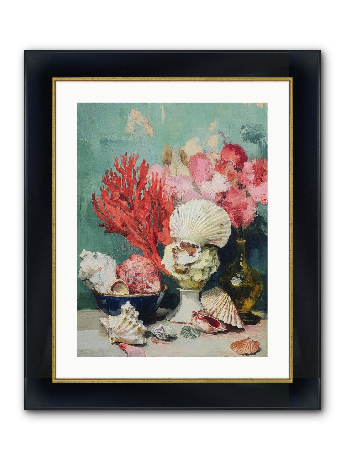 Sea's Artistry Framed Print - Wide Black w/Gold 18x24