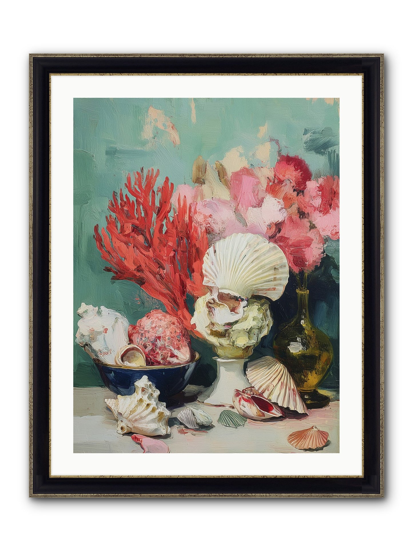 Sea's Artistry Framed Print - Black & Gold 24x32