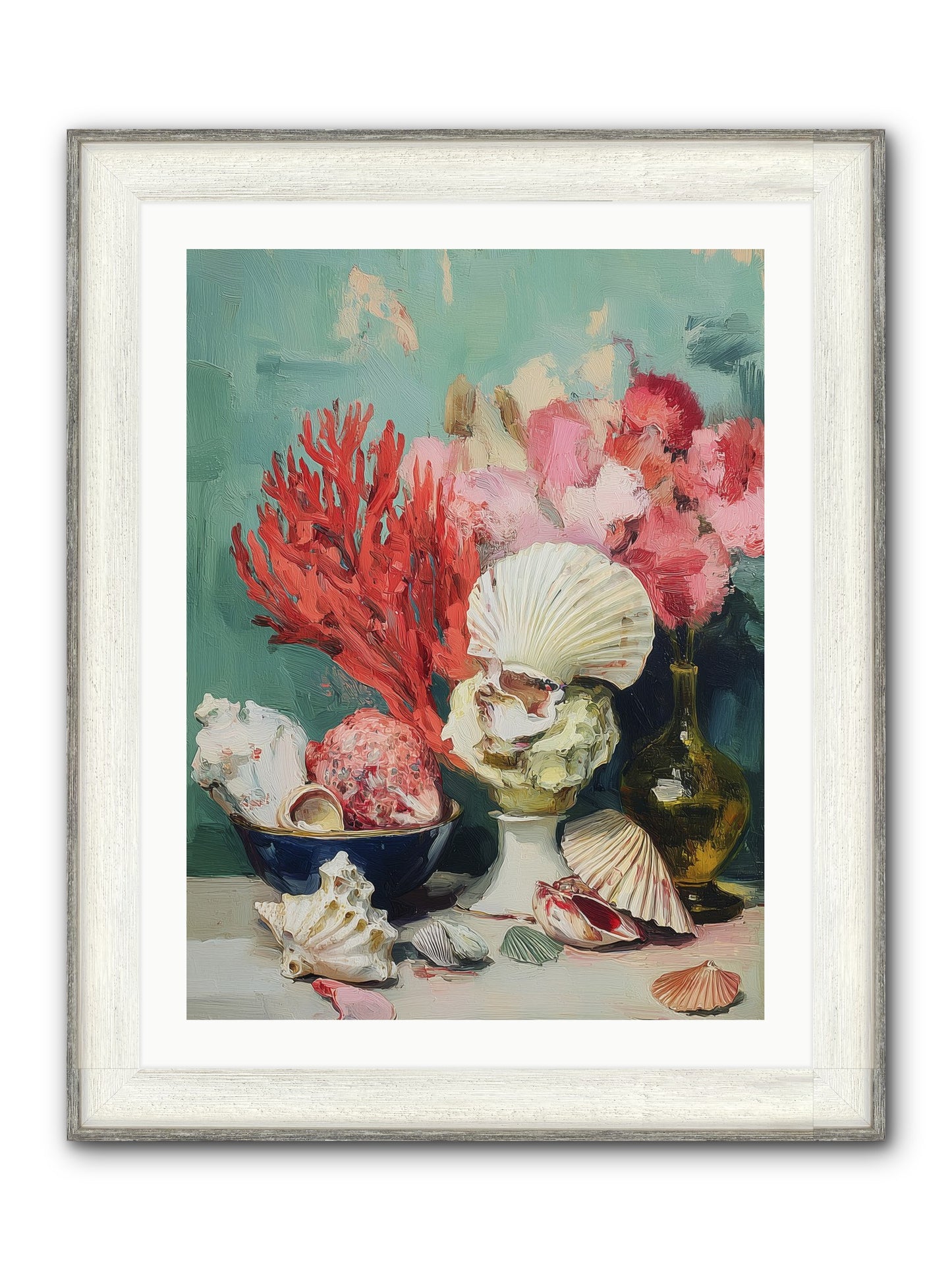 Sea's Artistry Framed Print - Driftwood White 24x32