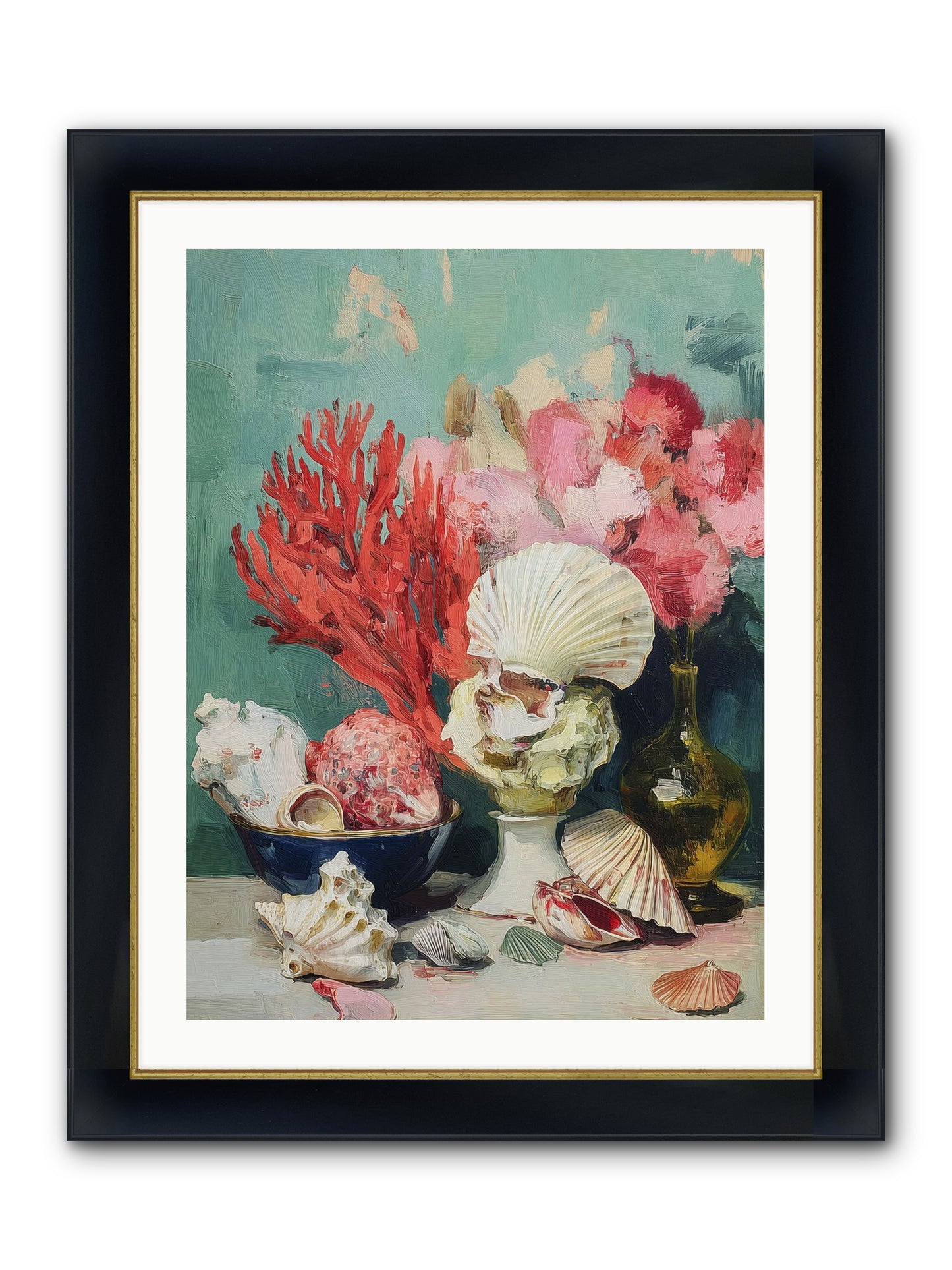 Sea's Artistry Framed Print - Wide Black w/Gold 24x32