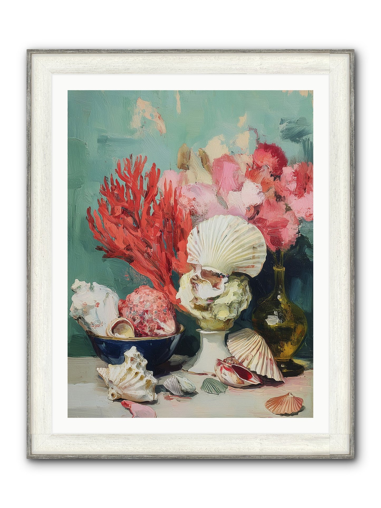 Sea's Artistry Framed Print - Driftwood White 30x40
