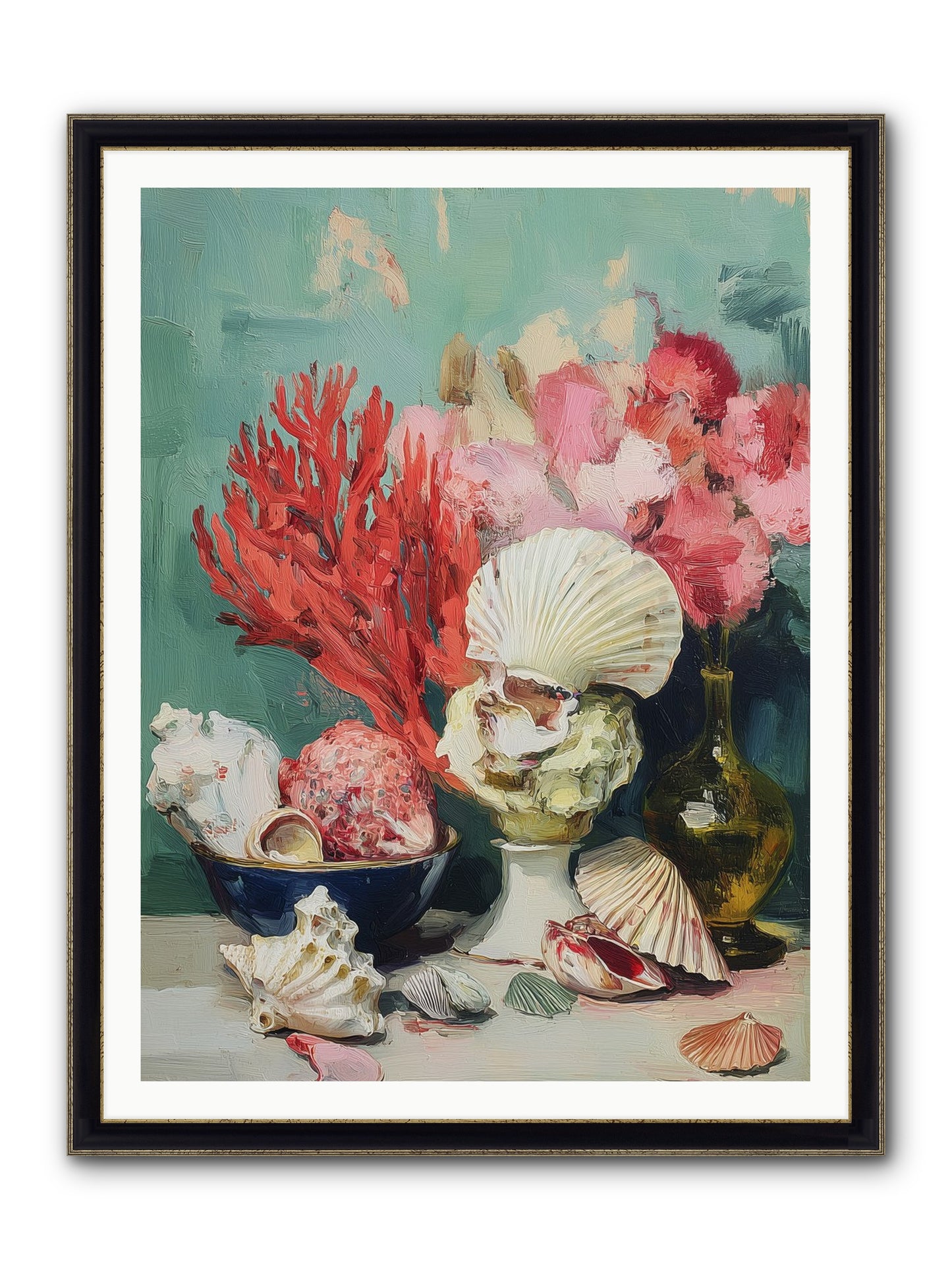 Sea's Artistry Framed Print - Black & Gold 36x48