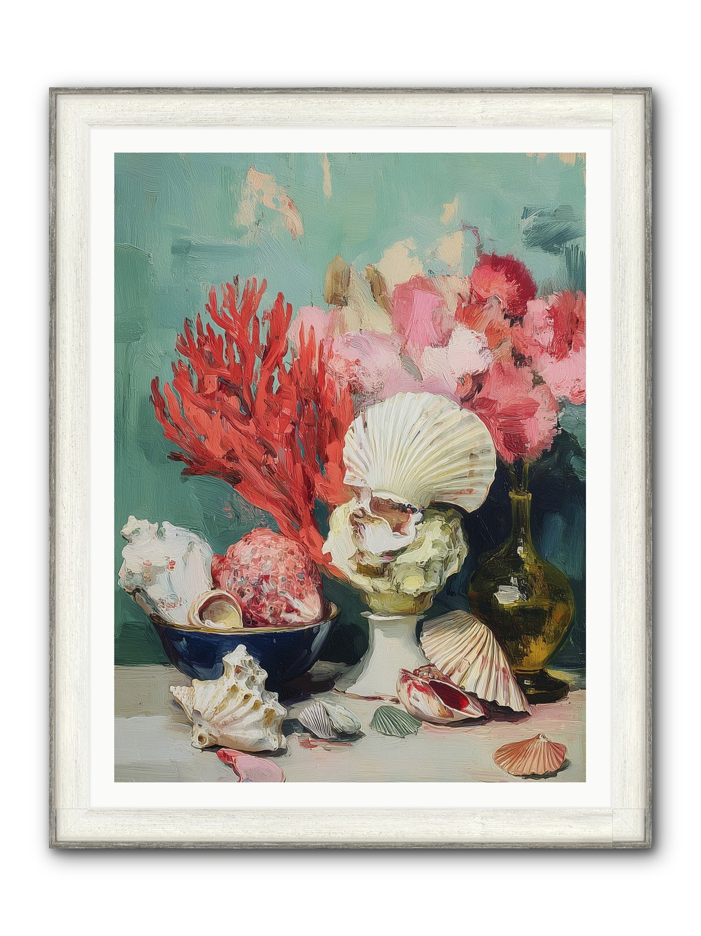 Sea's Artistry Framed Print - Driftwood White 36x48