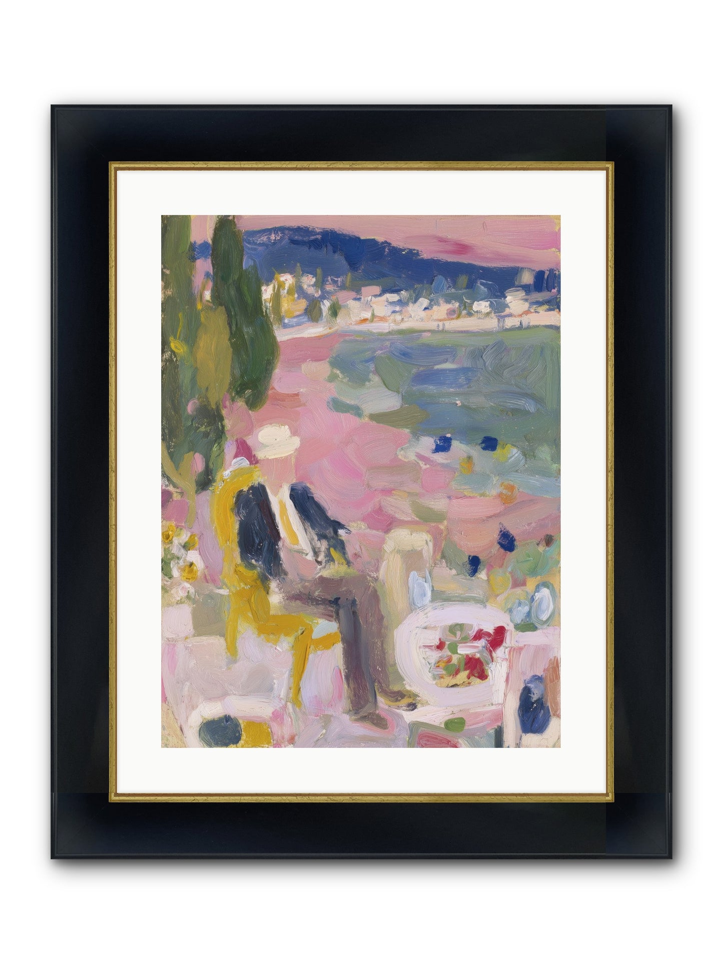 Sea's Panorama Framed Print - Wide Black w/Gold 18x24