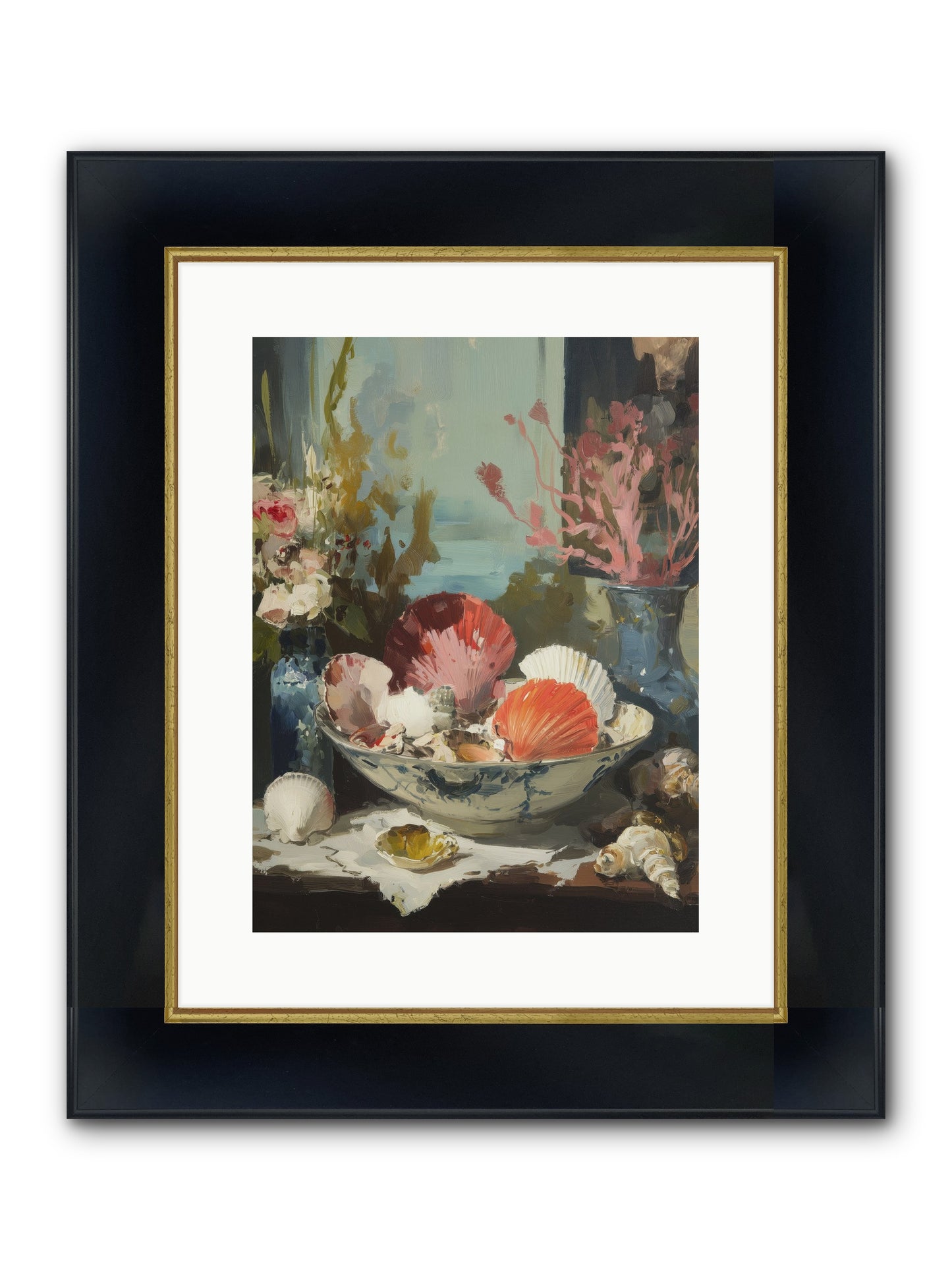 Sea Songs Framed Print - Wide Black w/Gold 12x16