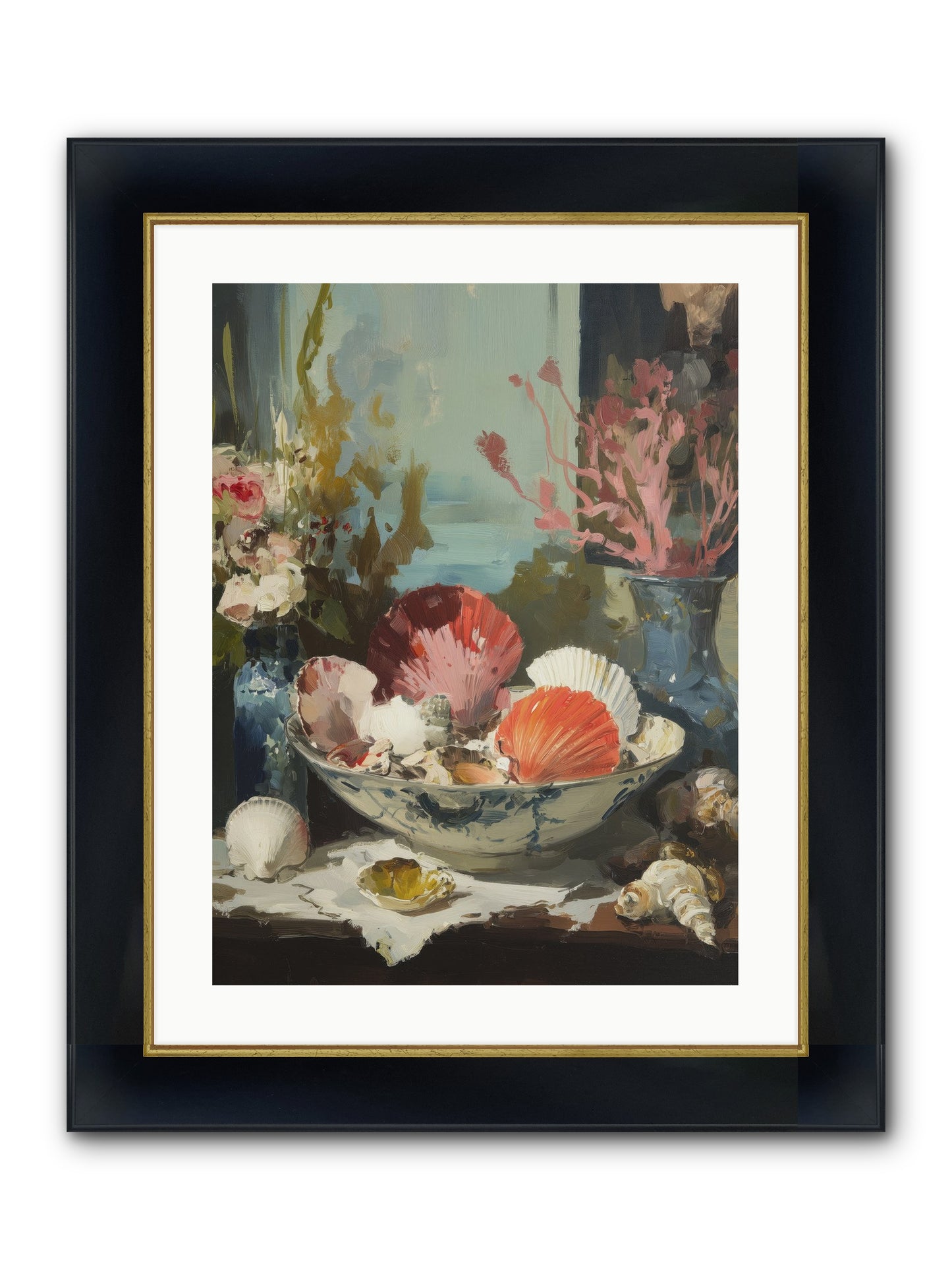 Sea Songs Framed Print - Wide Black w/Gold 18x24
