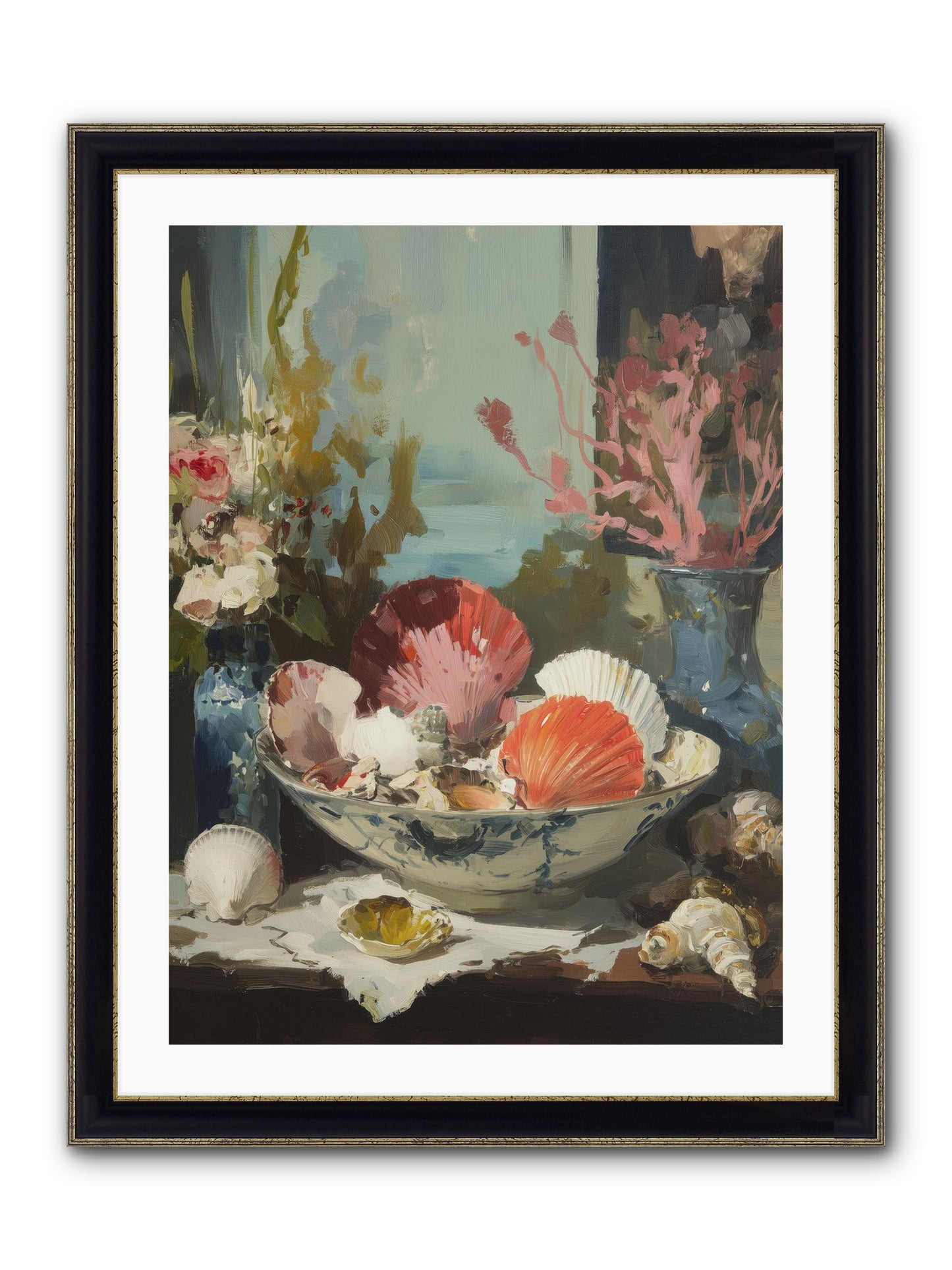 Sea Songs Framed Print - Black & Gold 24x32