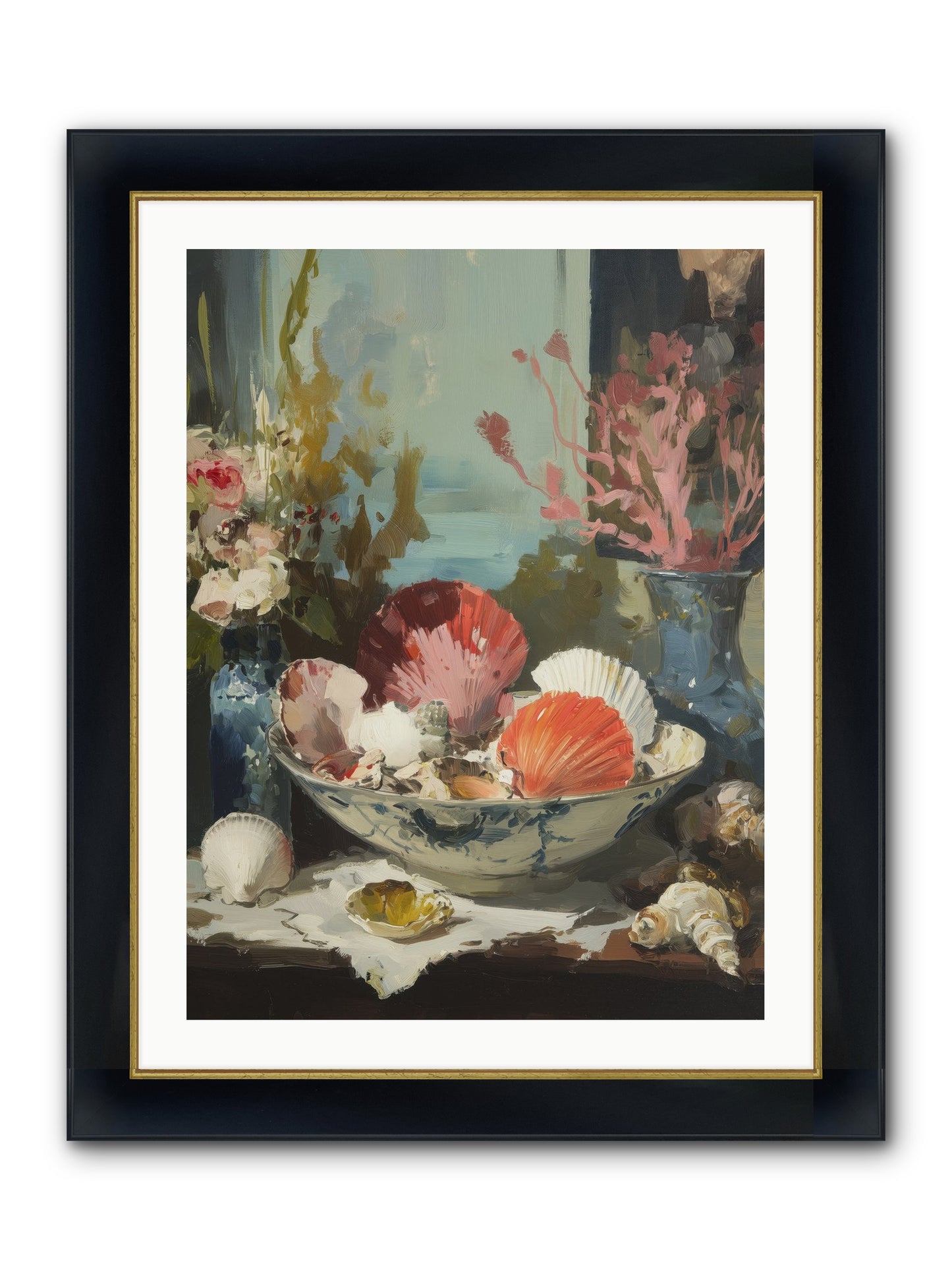 Sea Songs Framed Print - Wide Black w/Gold 24x32