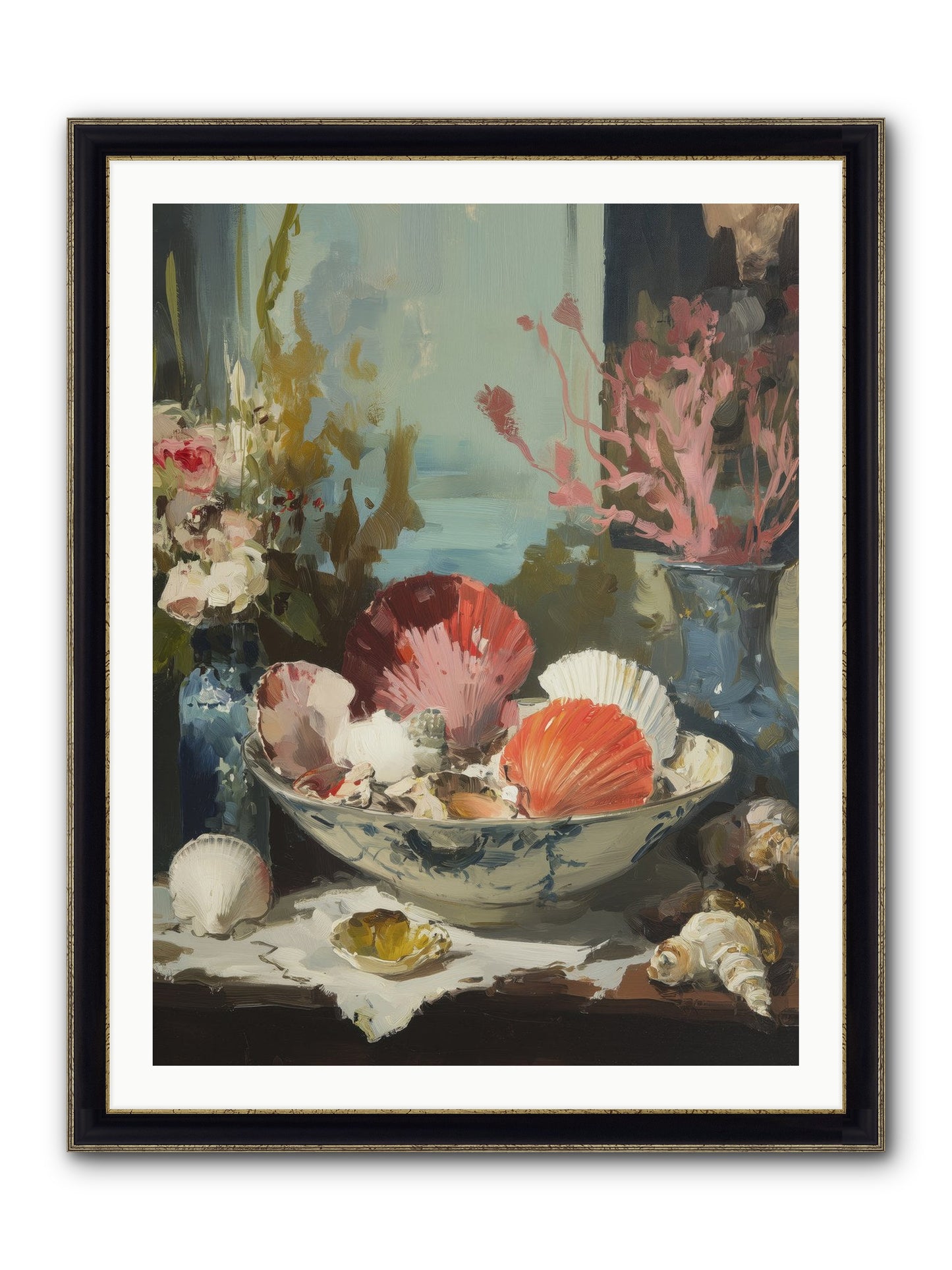 Sea Songs Framed Print - Black & Gold 30x40
