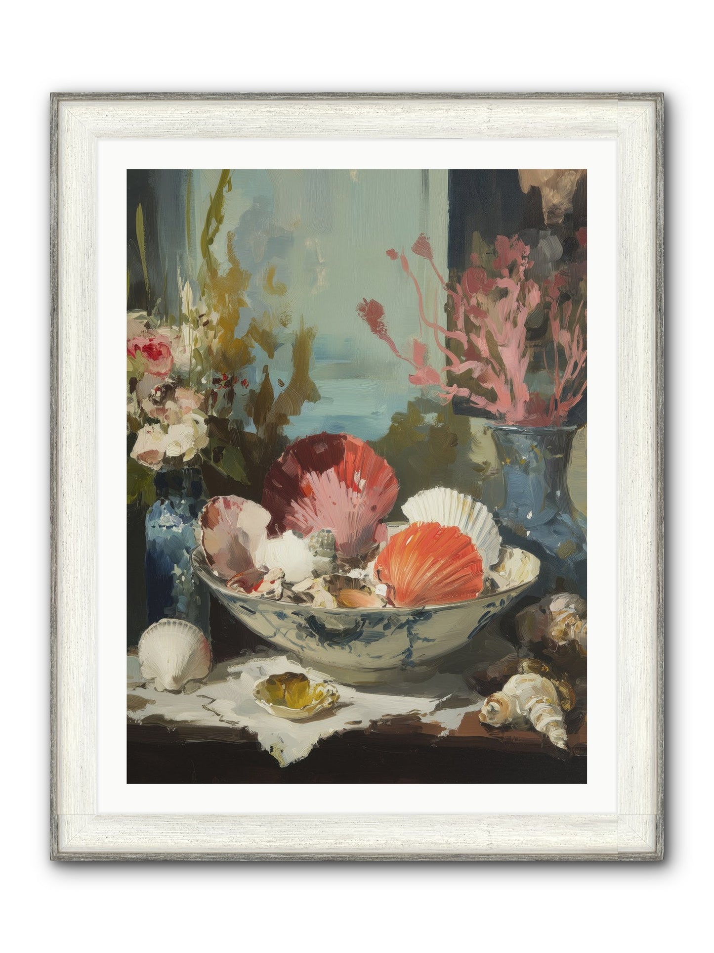 Sea Songs Framed Print - Driftwood White 30x40