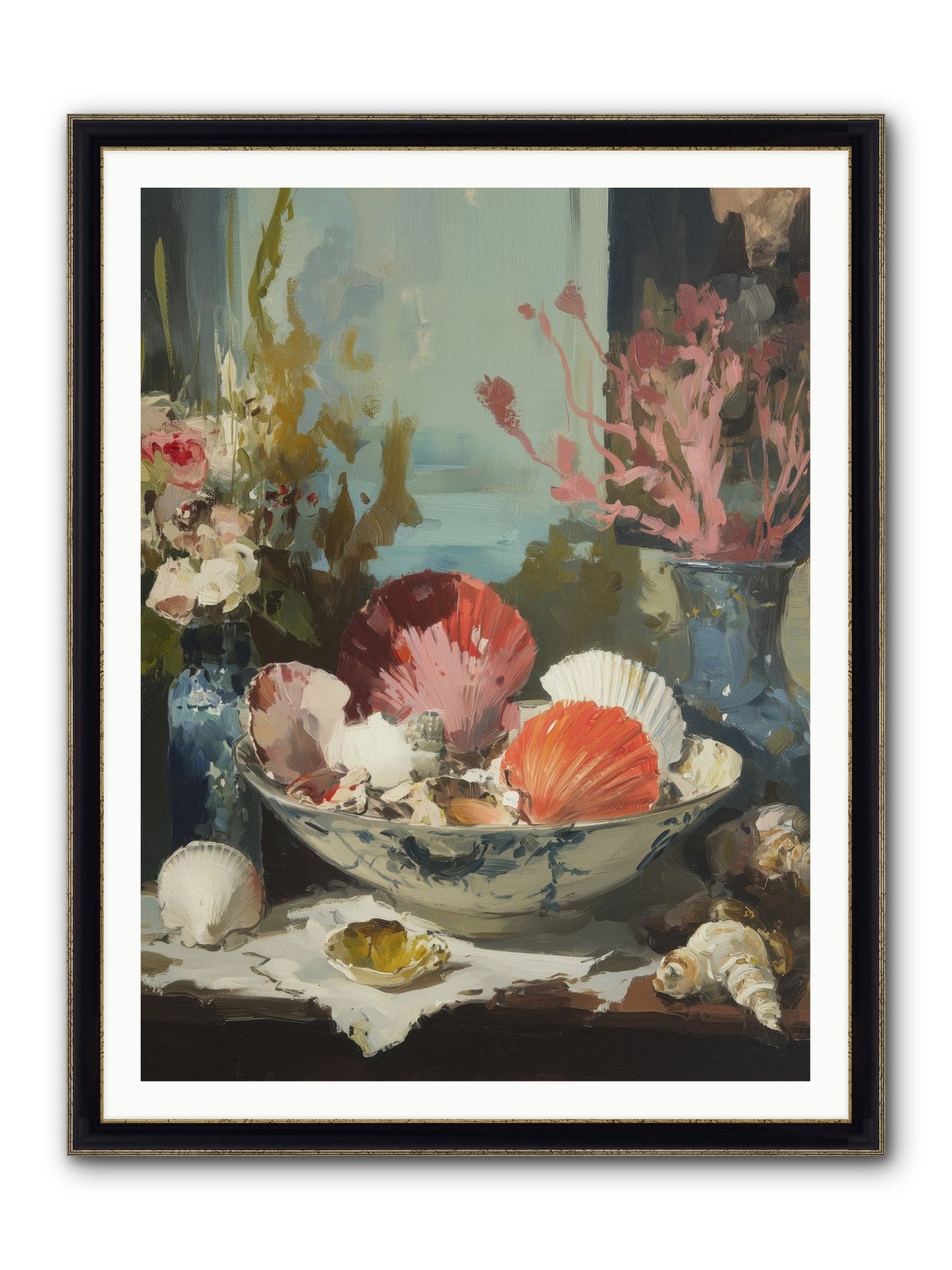 Sea Songs Framed Print - Black & Gold 36x48