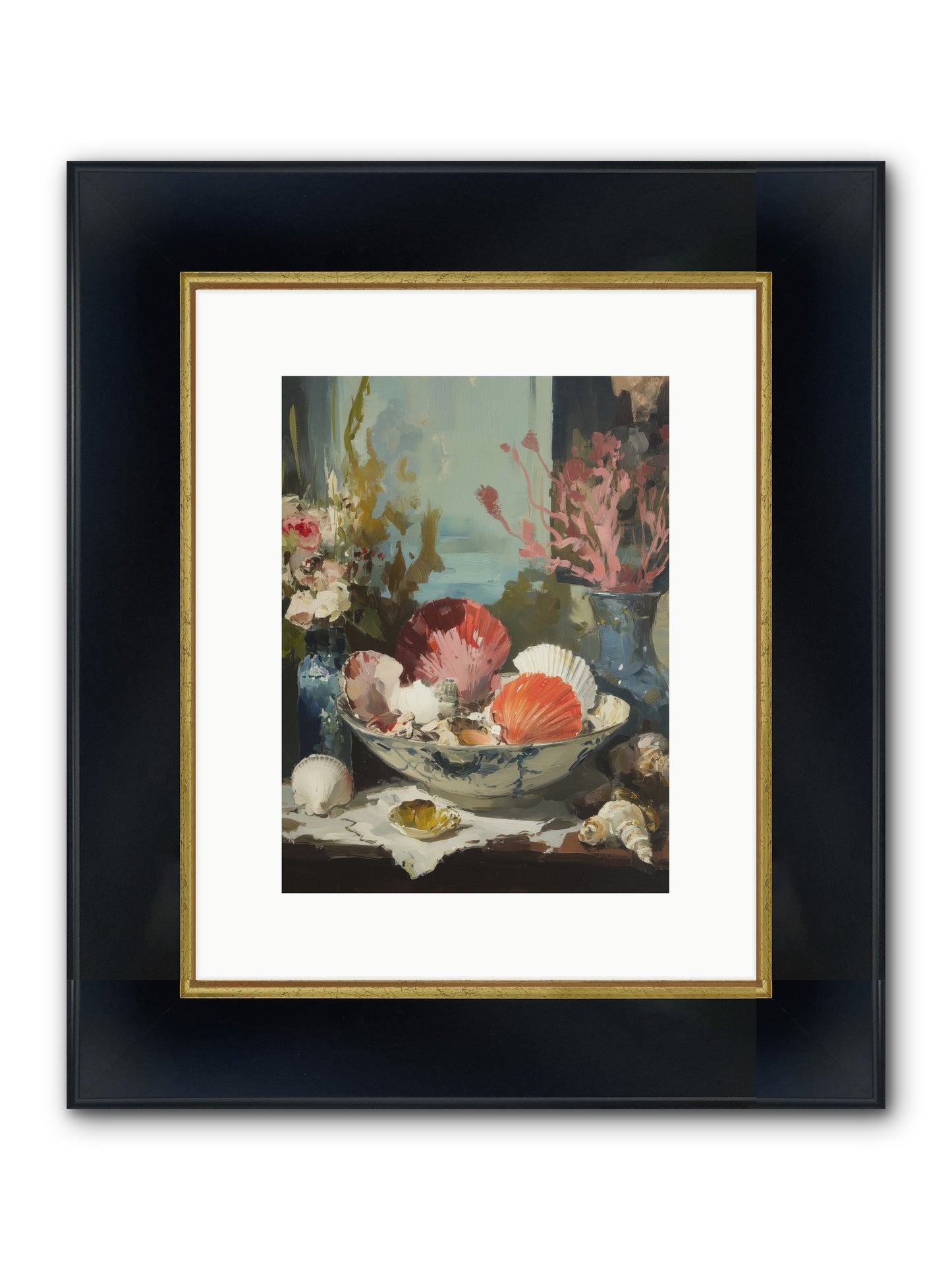 Sea Songs Framed Print - Wide Black w/Gold 9x12