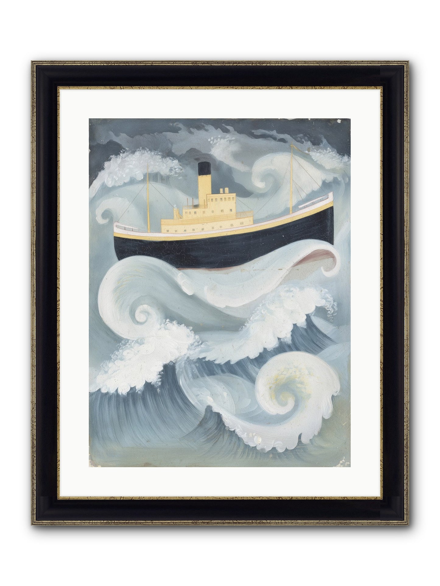 Sea Voyager Framed Print - Black & Gold 18x24