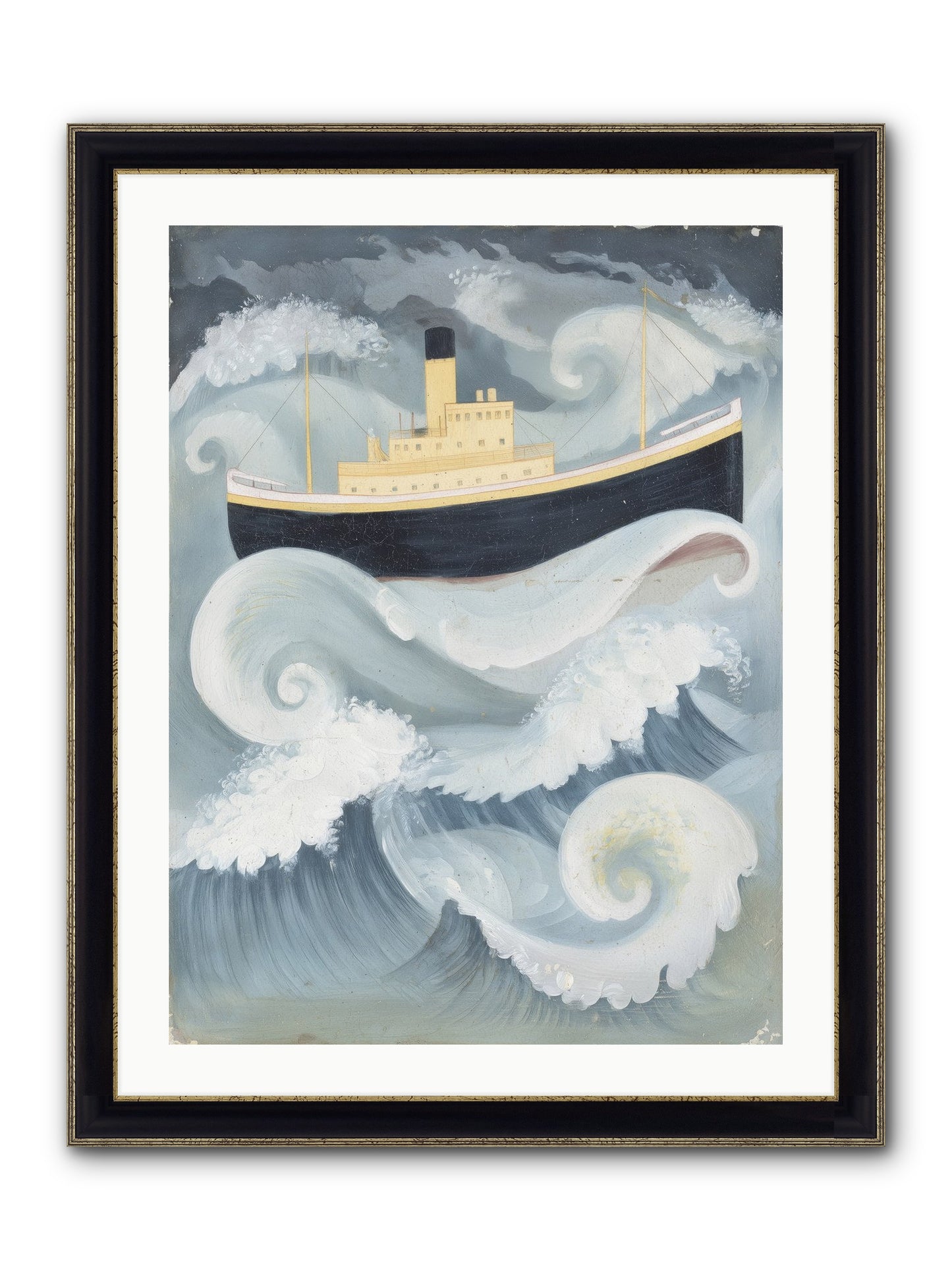 Sea Voyager Framed Print - Black & Gold 24x32