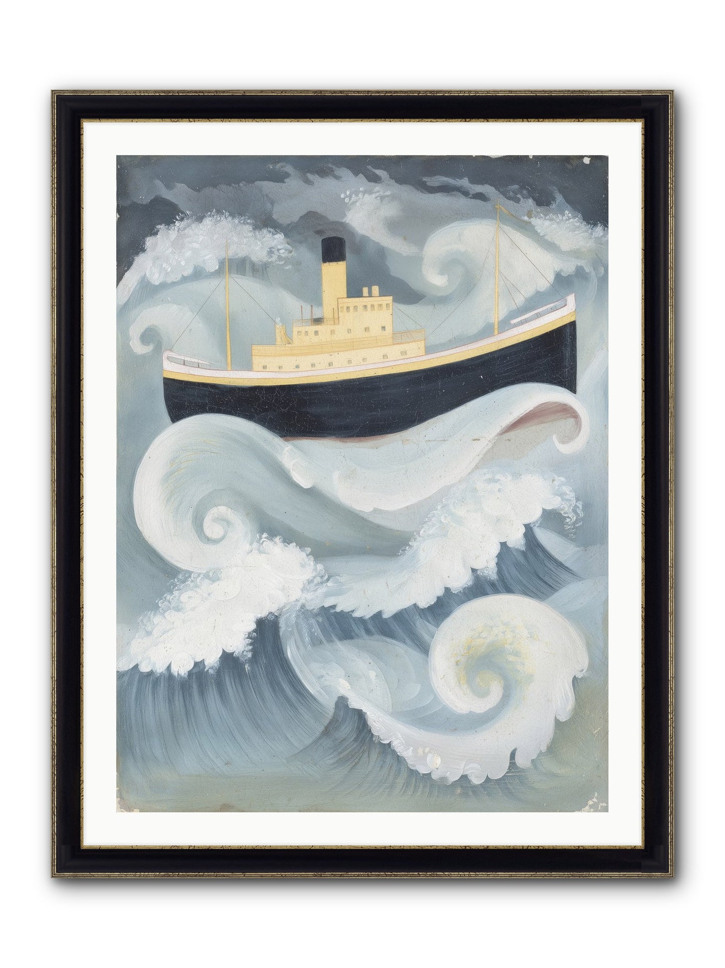 Sea Voyager Framed Print - Black & Gold 30x40