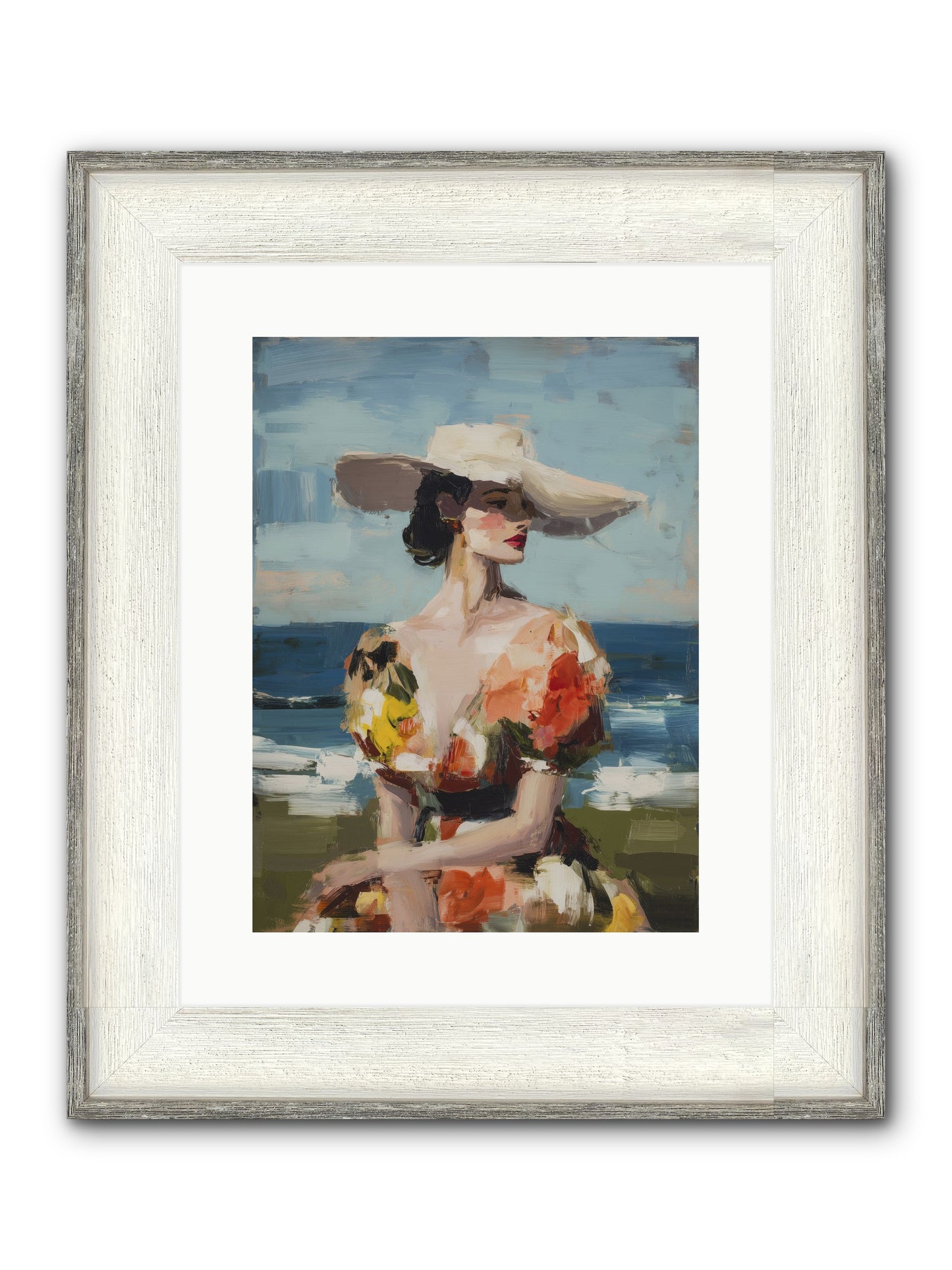 Sea Wind Portrait Framed Print - Driftwood White 12x16