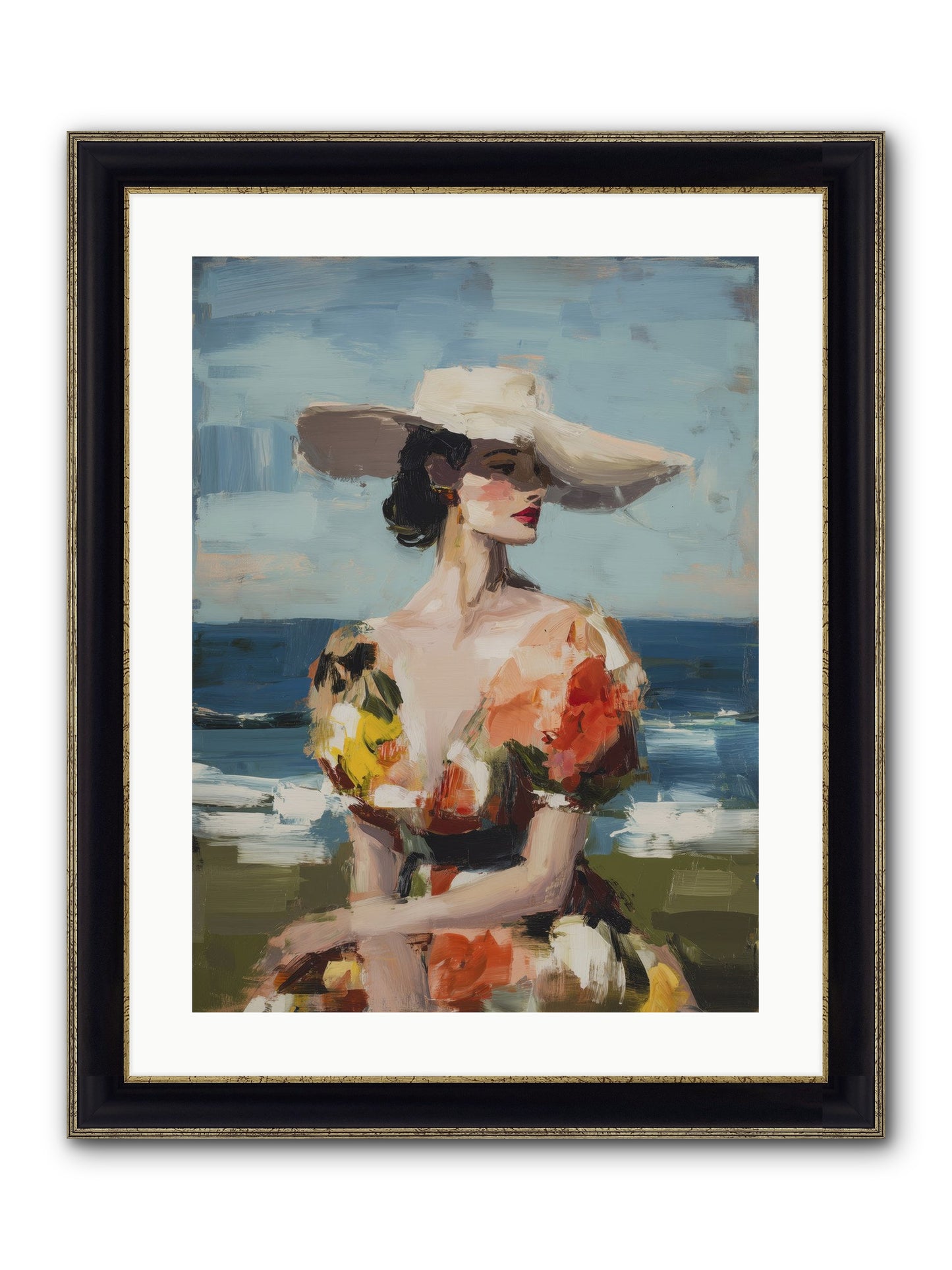 Sea Wind Portrait Framed Print - Black & Gold 18x24
