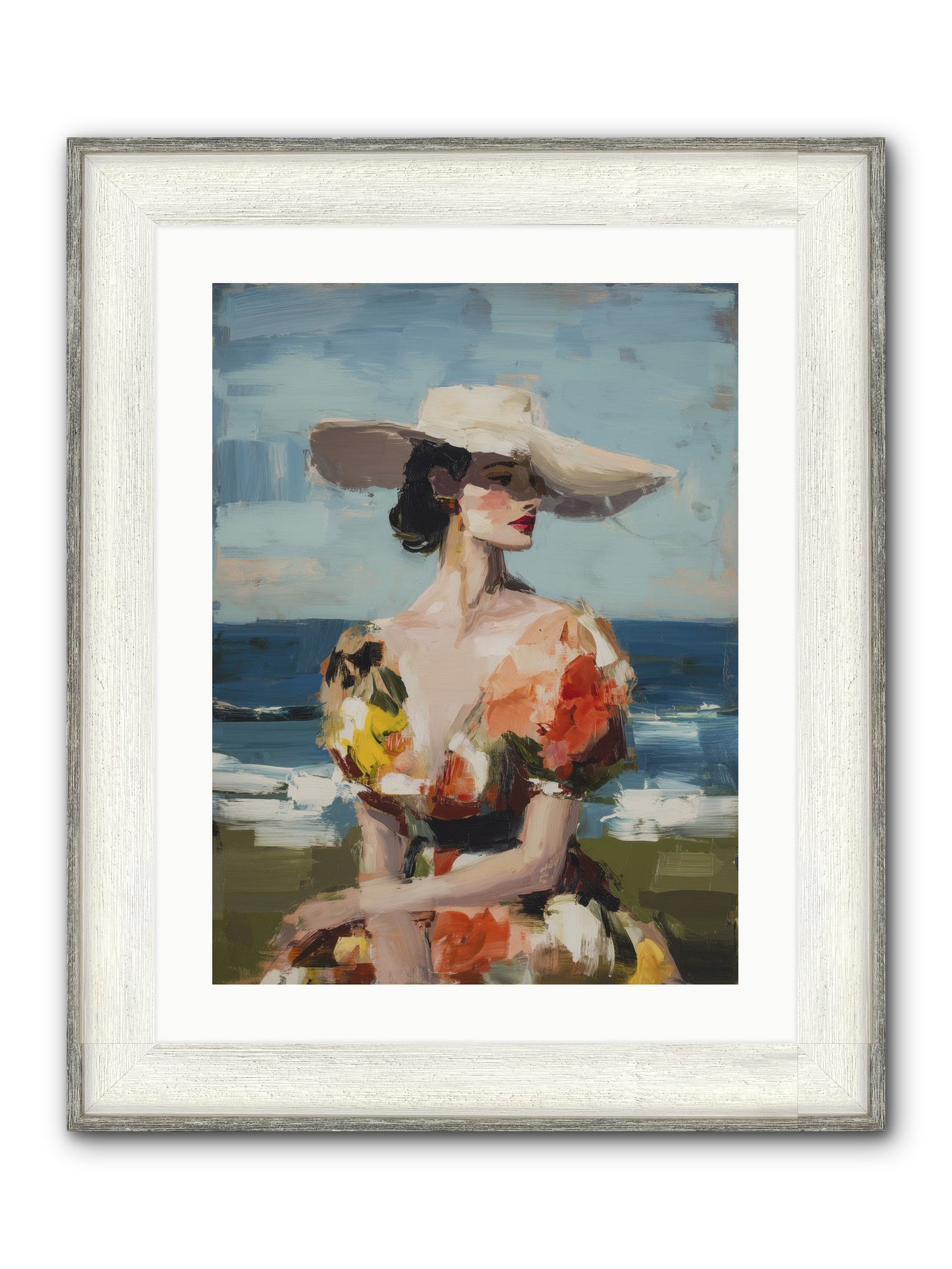 Sea Wind Portrait Framed Print - Driftwood White 18x24