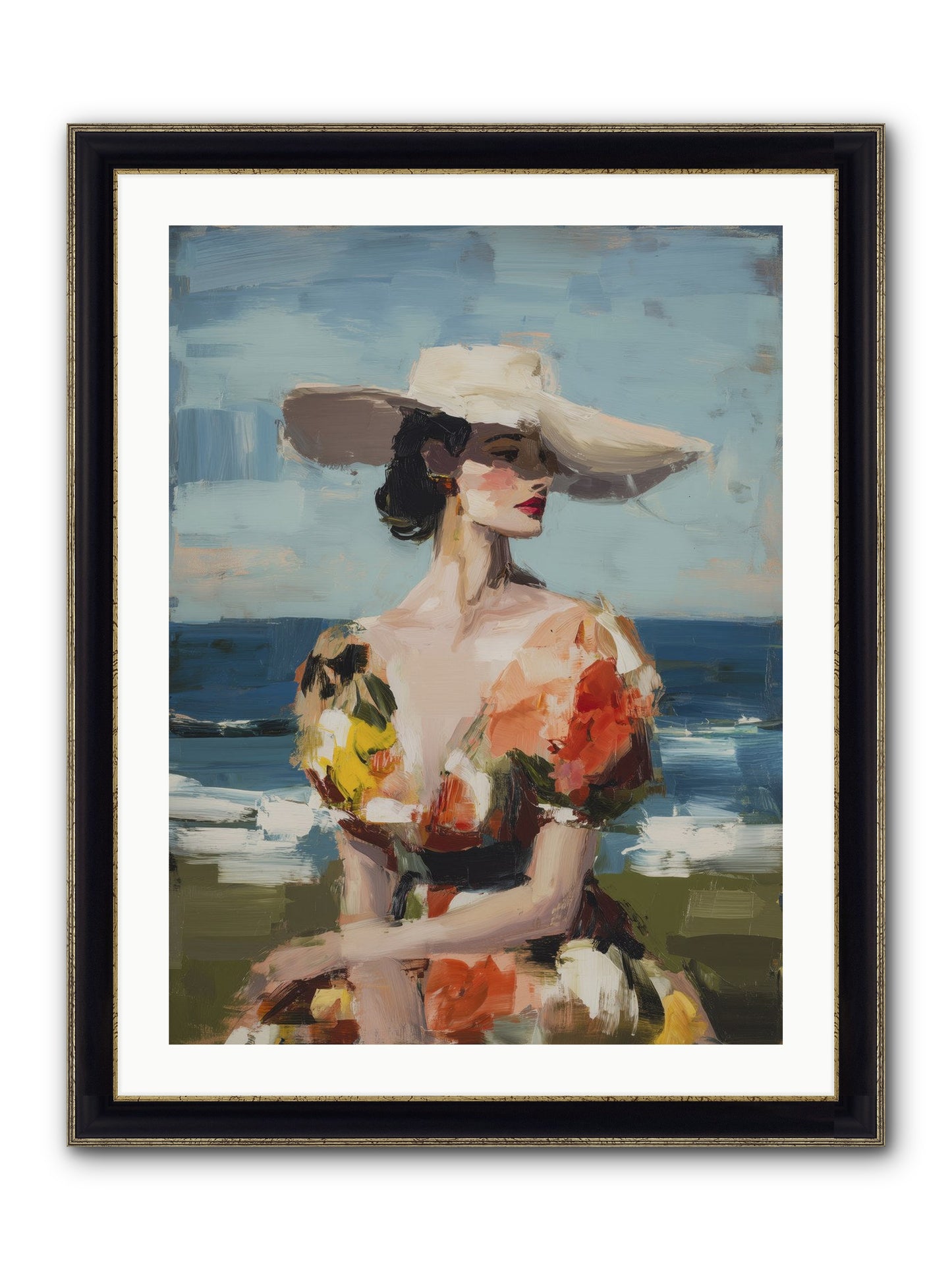 Sea Wind Portrait Framed Print - Black & Gold 24x32